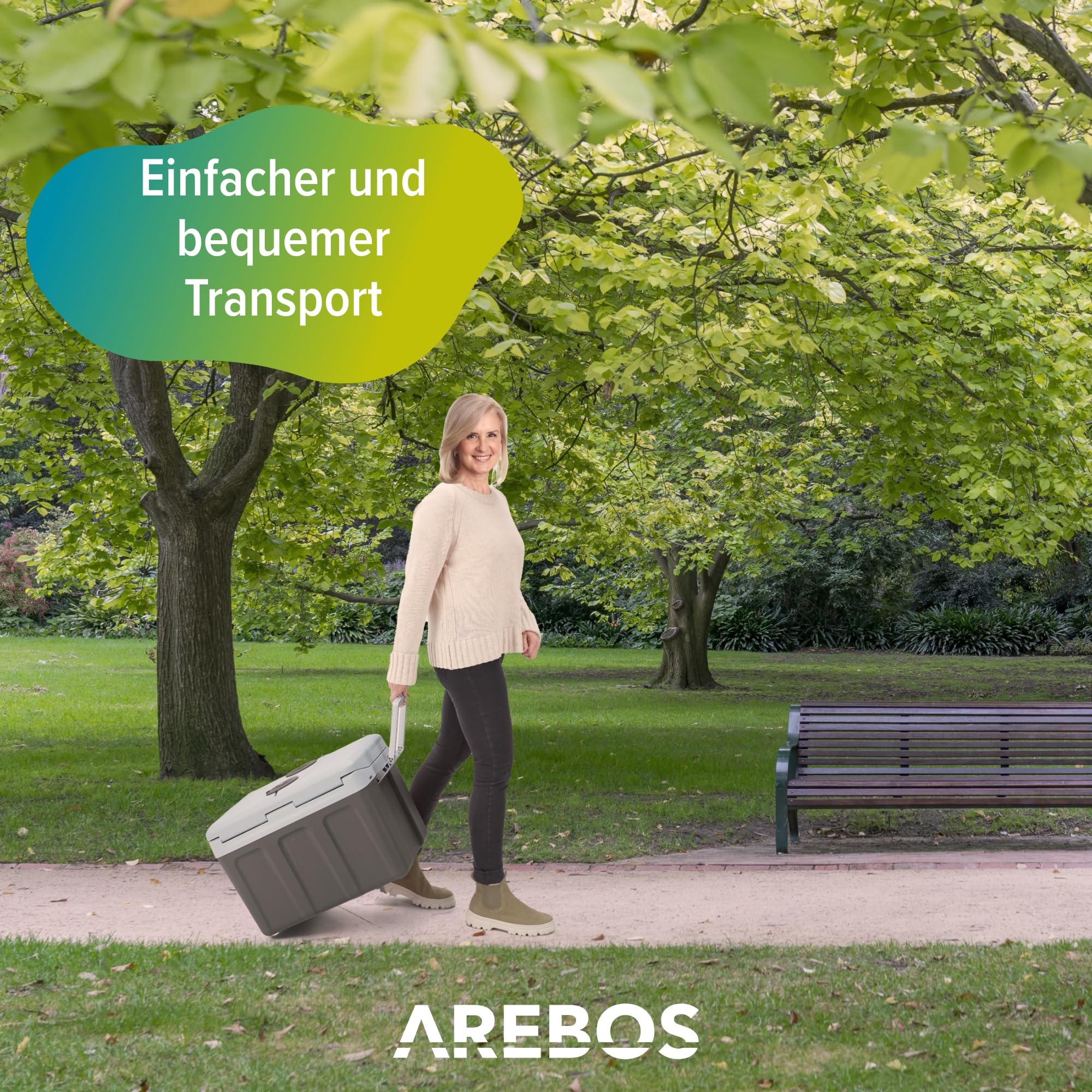Arebos 40 Liter Kühlbox elektrisch 12/230V ECO Modus Kühlen Warmhalten Mini Kühlschrank