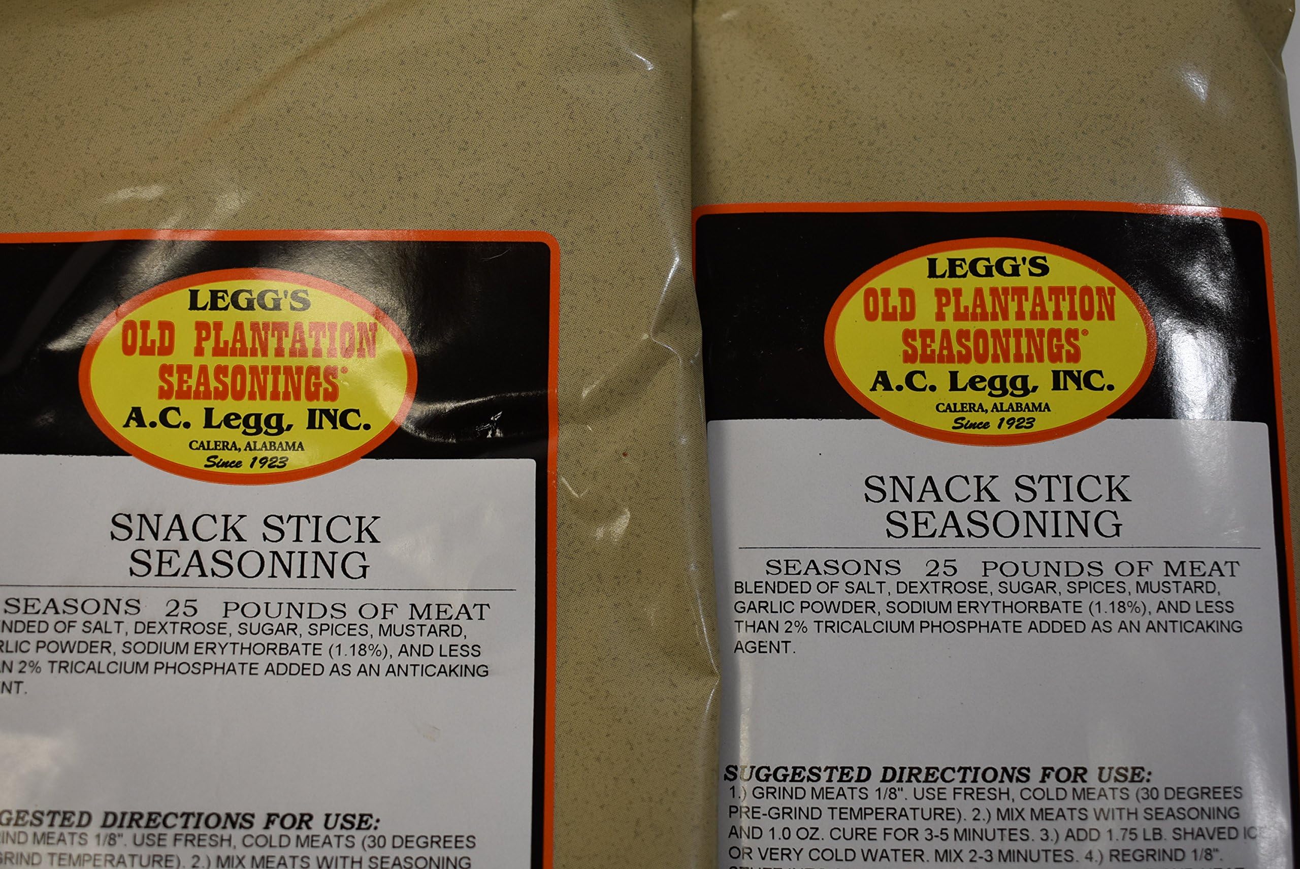 SNACK STICK seasoning for 50 lbs of meat. 2-Packs. Use on Venison, Beef, Elk, Wild hog & more