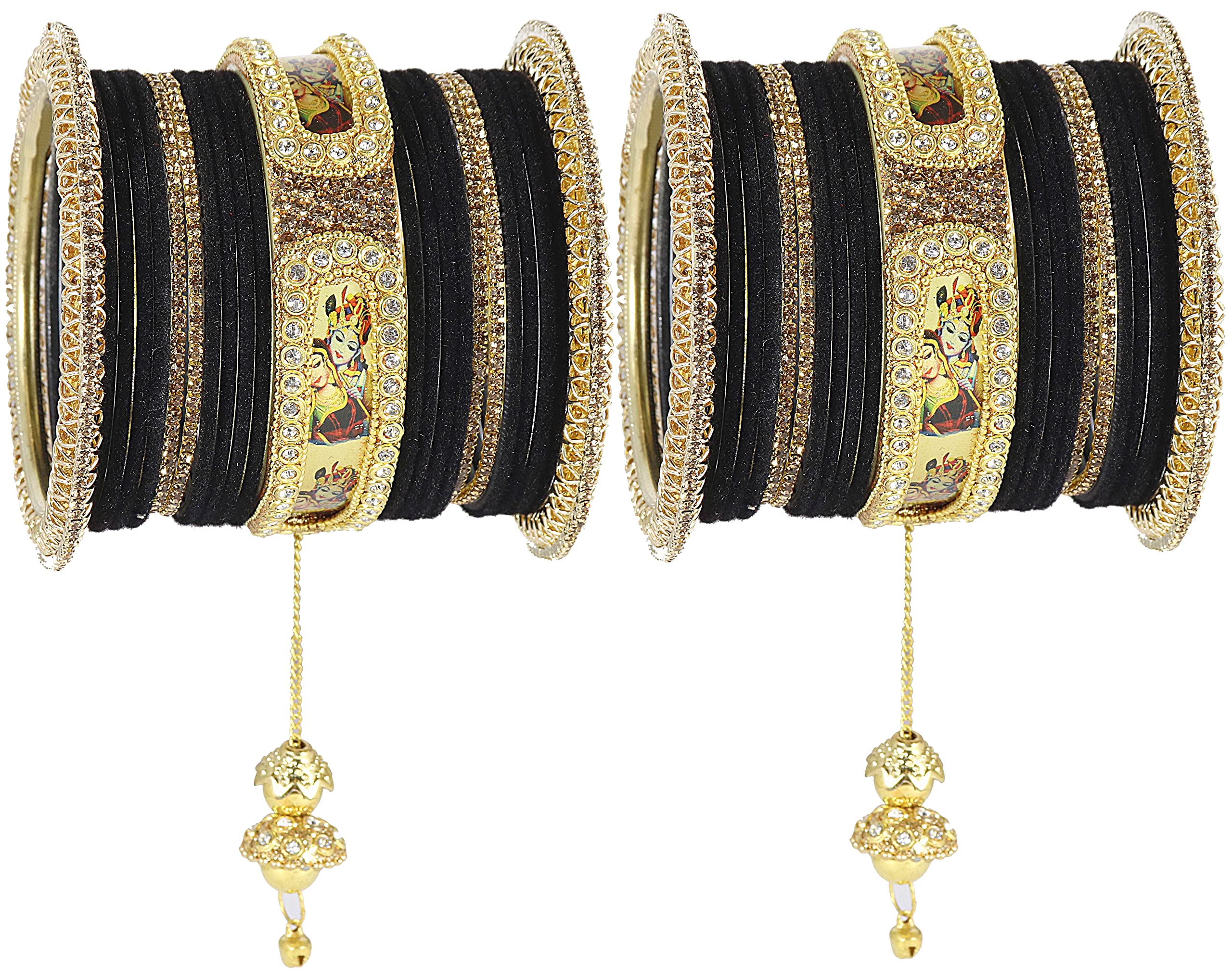 See full amazon price history chart for ZULKA Non-Precious Metal Base Metal With Velvet and Raadha Krishna Printed Design Or Zircon Gemstone Pearls Latkan Bangles Set For Women and Girls,(Black_2.8 Inches), Pack Of 46 Bangles Set ZULKA Non-Precious Metal Base Metal With Velvet and Raadha Krishna Printed Design Or Zircon Gemstone Pearls Latkan Bangles Set For Women and Girls,(Black_2.8 Inches), Pack Of 46 Bangles Set (B0B71LG6QF) Amazon Price History, Amazon Price Tracker