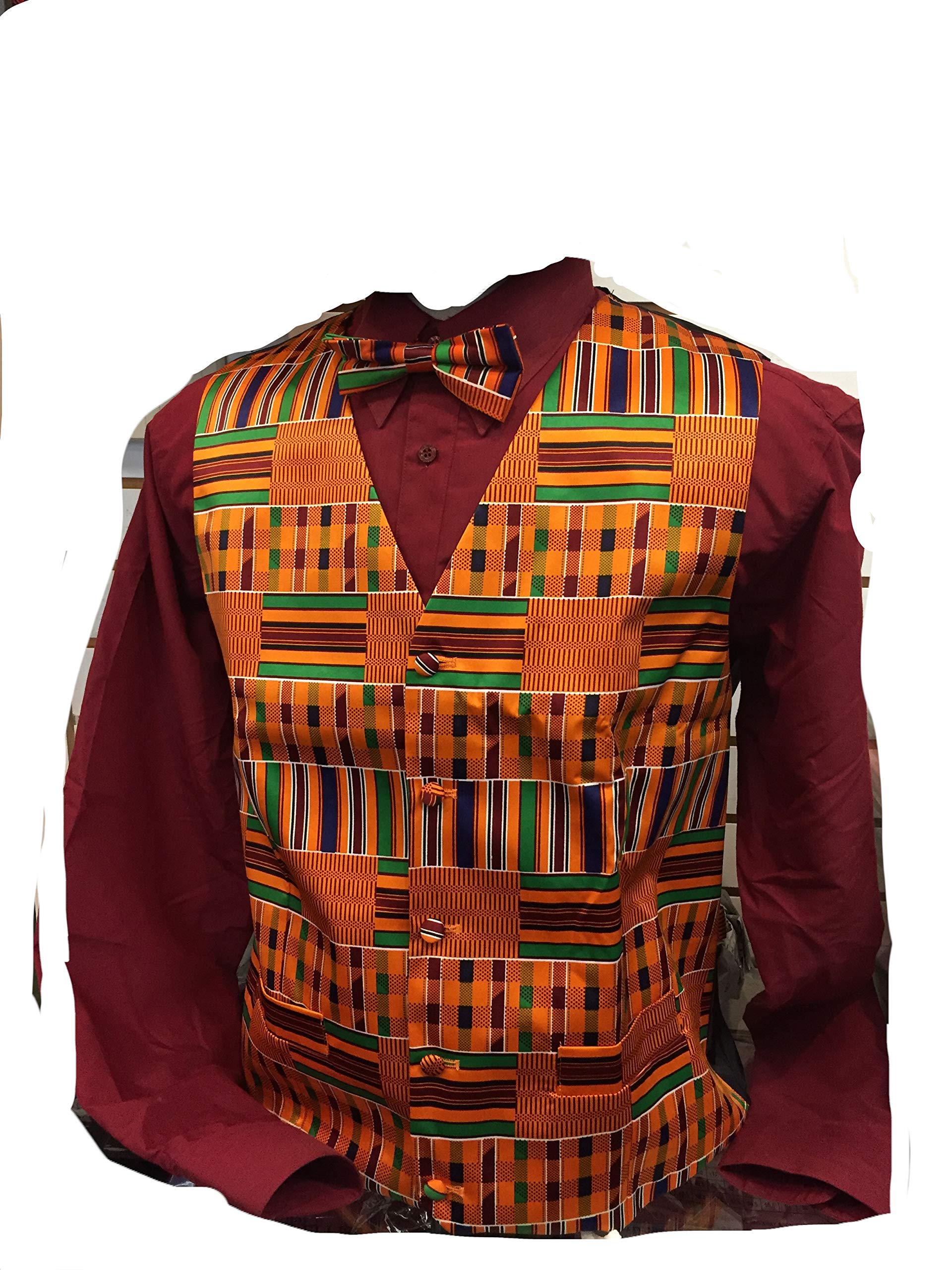African Kente Print Vest Set Kinte Black History