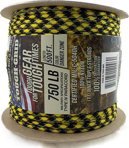 Miniatura 39 de TOUGH-GRID - Cuerda paracaídas de 340 kg, cuerda paracaídas 100% nailon Mil-Spec tipo IV utilizada por el ejército de Estados Unidos, ideal