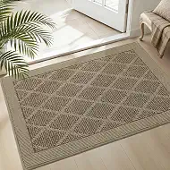 COSY HOMEER Non-Slip Door Mat 24"x36", Entryway Rugs Low Profile Absorbent Dirt Trapper Doormat for Front Entrance, Washable Polypropylene Entry Mat (Beige)