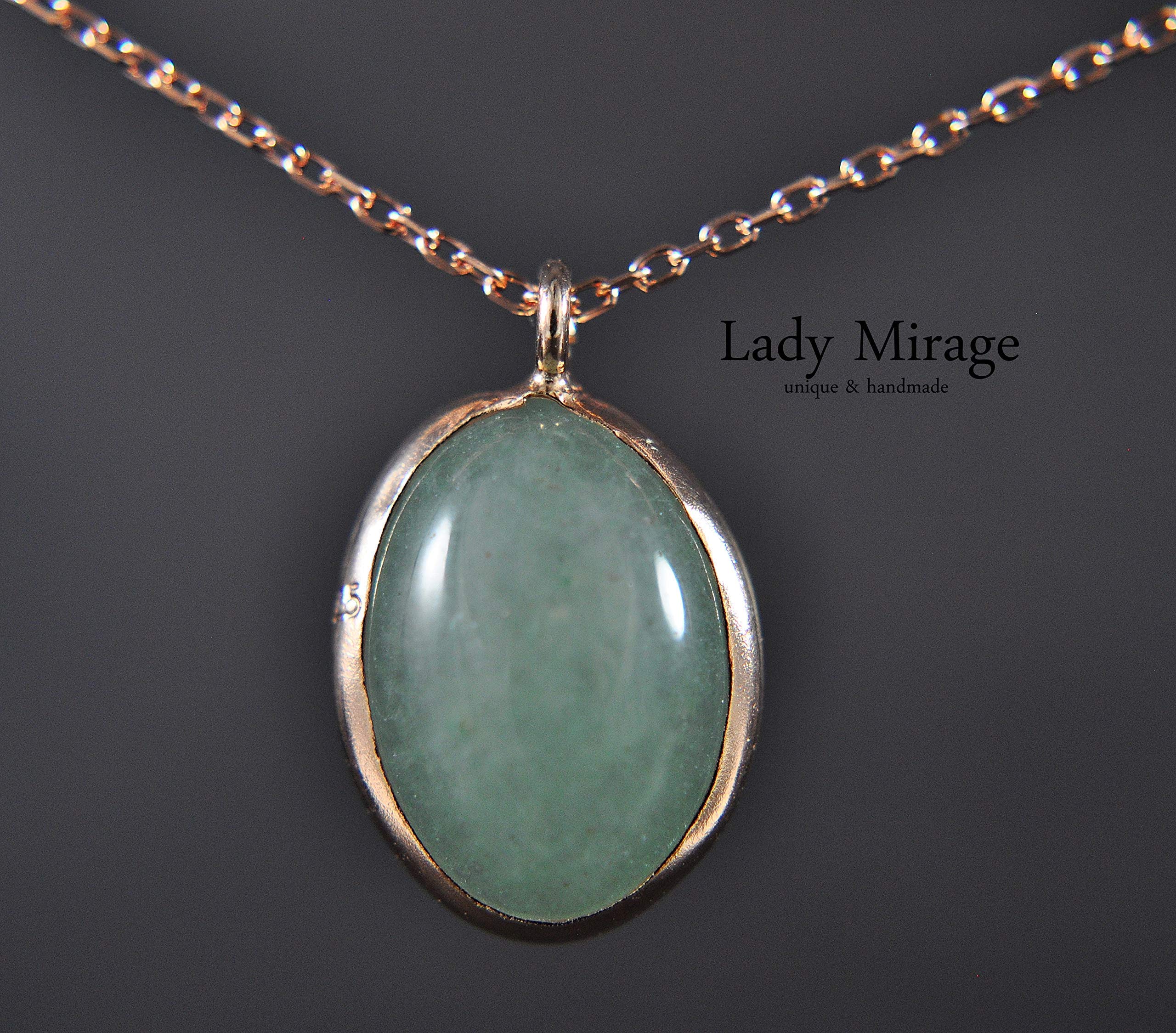 925 Sterling Silber - Aventurin - Heilstein - Kette - Roségold - Halskette mit Anhänger - Damen - Geburtstag - Silberkette - Geschenk für Sie - Schmuck Geschenk - Handmade
