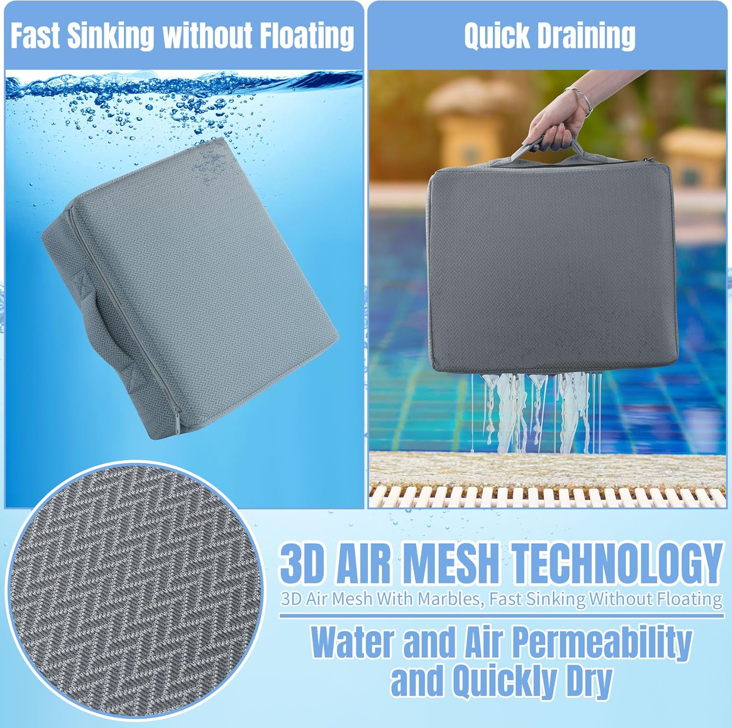 MABOZOO Foldable Hot Tub Booster Seat, Adjuatable 2 Heights Extra Thick Hot Tub Pillow Bath Seat with Back Support Cushions, Washable Hot Tub Seat Cushion for Indoor Outdoor (Gray)