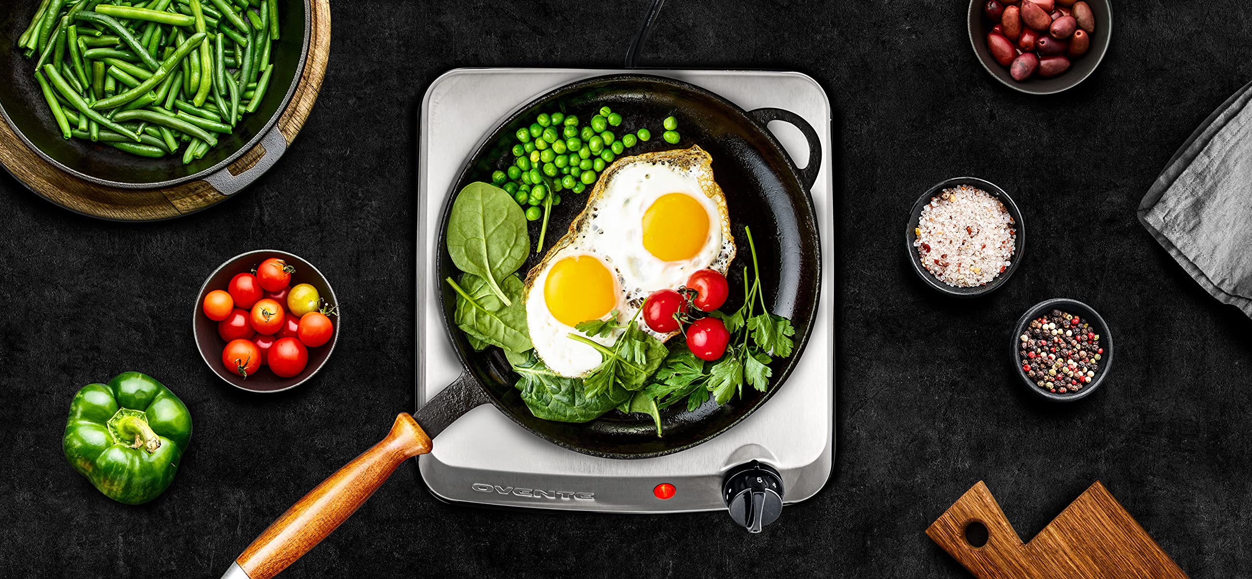 Ovente 1000W Electric Single Infrared Burner with 7 Inch Ceramic Glass Hot Plate & 5 Level Temperature Control, Countertop Stove with Easy Clean Stainless Steel Base for Cooking, Silver BGI101S