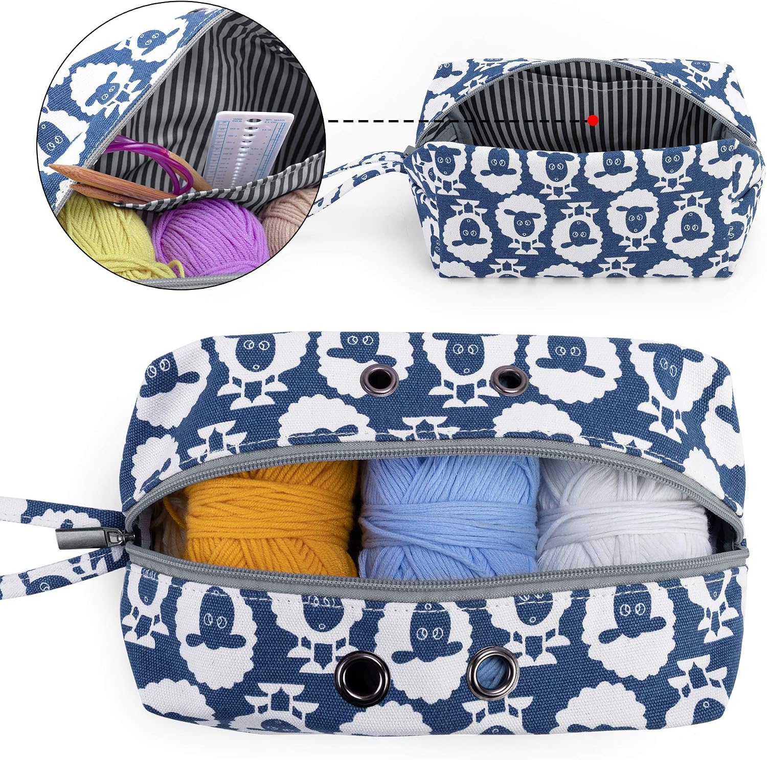 Luxja Small Yarn Storage Bag, Crochet Bag, Portable Knitting Bag for Yarn skeins Crochet Hooks - Image 3
