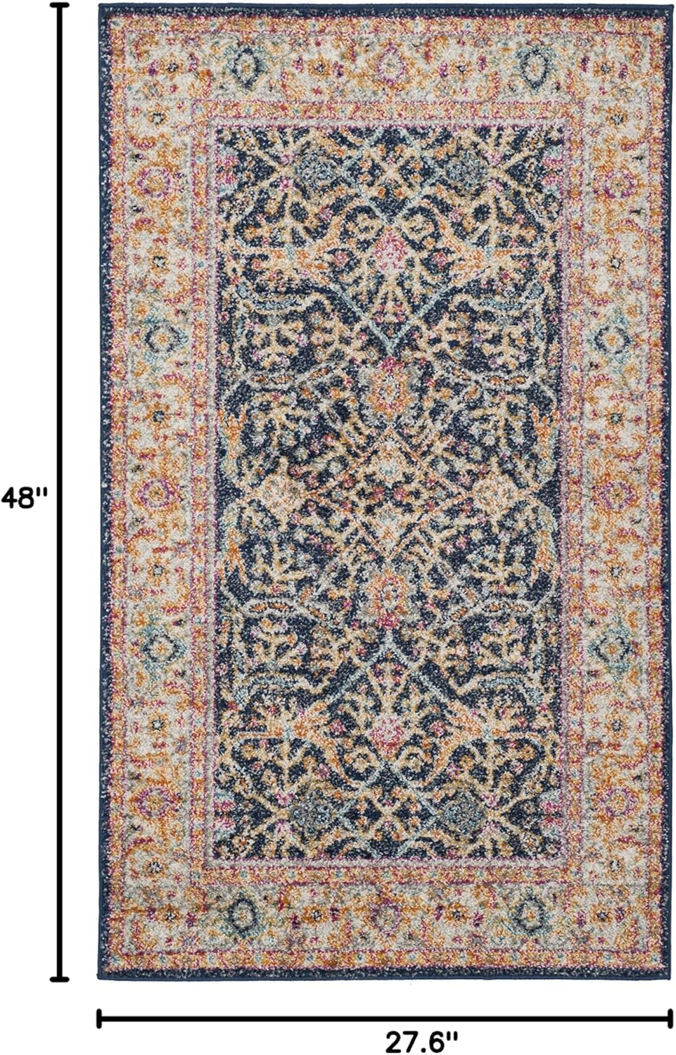 SAFAVIEH Madison Collection Accent Rug - 2'3" x 4', Navy & Creme, Oriental Design, Non-Shedding & Easy Care, Ideal for High Traffic Areas in Entryway, Living Room, Bedroom (MAD612D)
