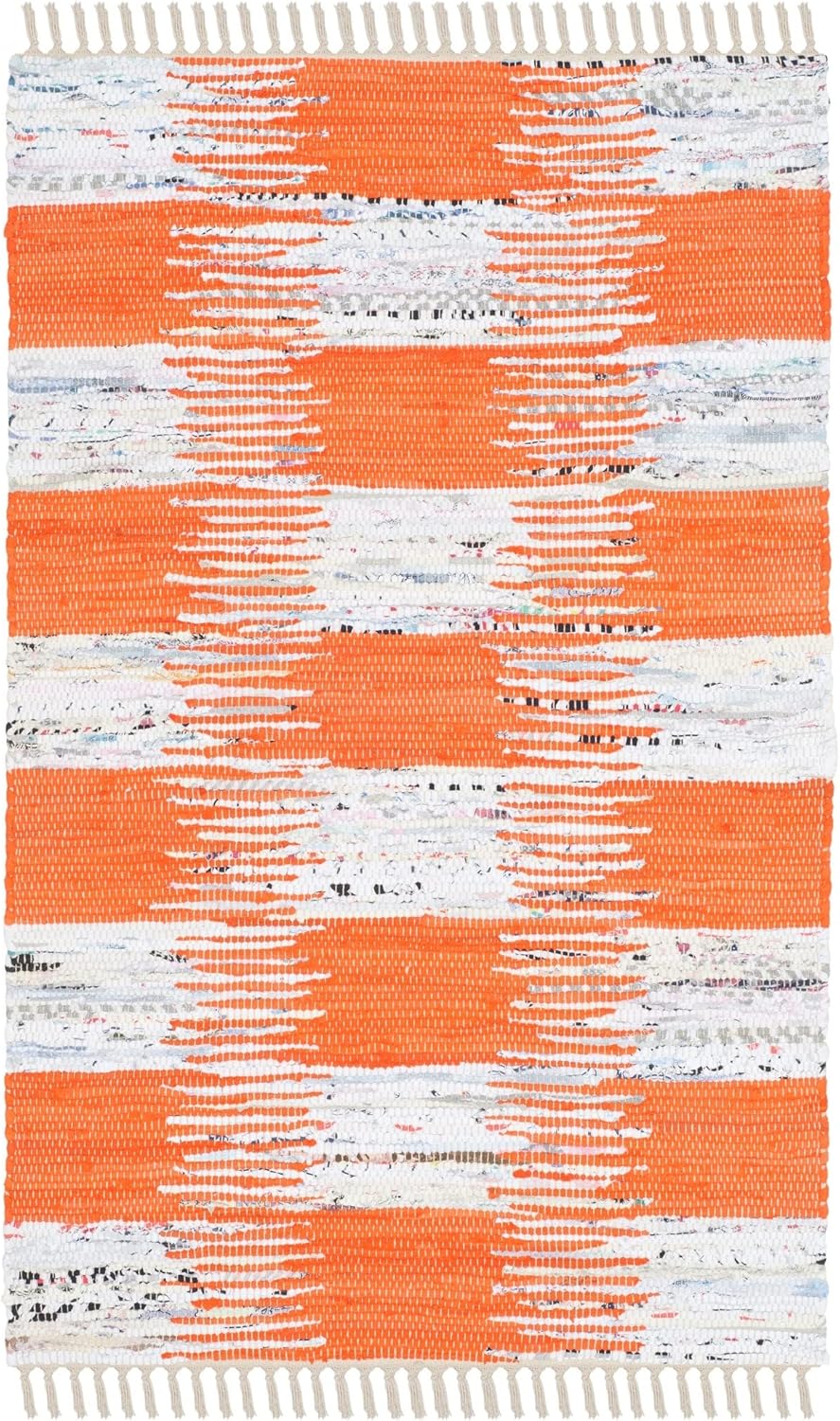 SAFAVIEH Montauk Collection Accent Rug - 2'6" x 4', Yellow & Orange, Handmade Fringe Cotton, Ideal for High Traffic Areas in Entryway, Living Room, Bedroom (MTK721C)