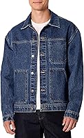 Amazon Essentials Men's Relaxed-Fit Rigid Denim Utility Jacket - Heavyweight, Break-In Comfort, Durable Shape