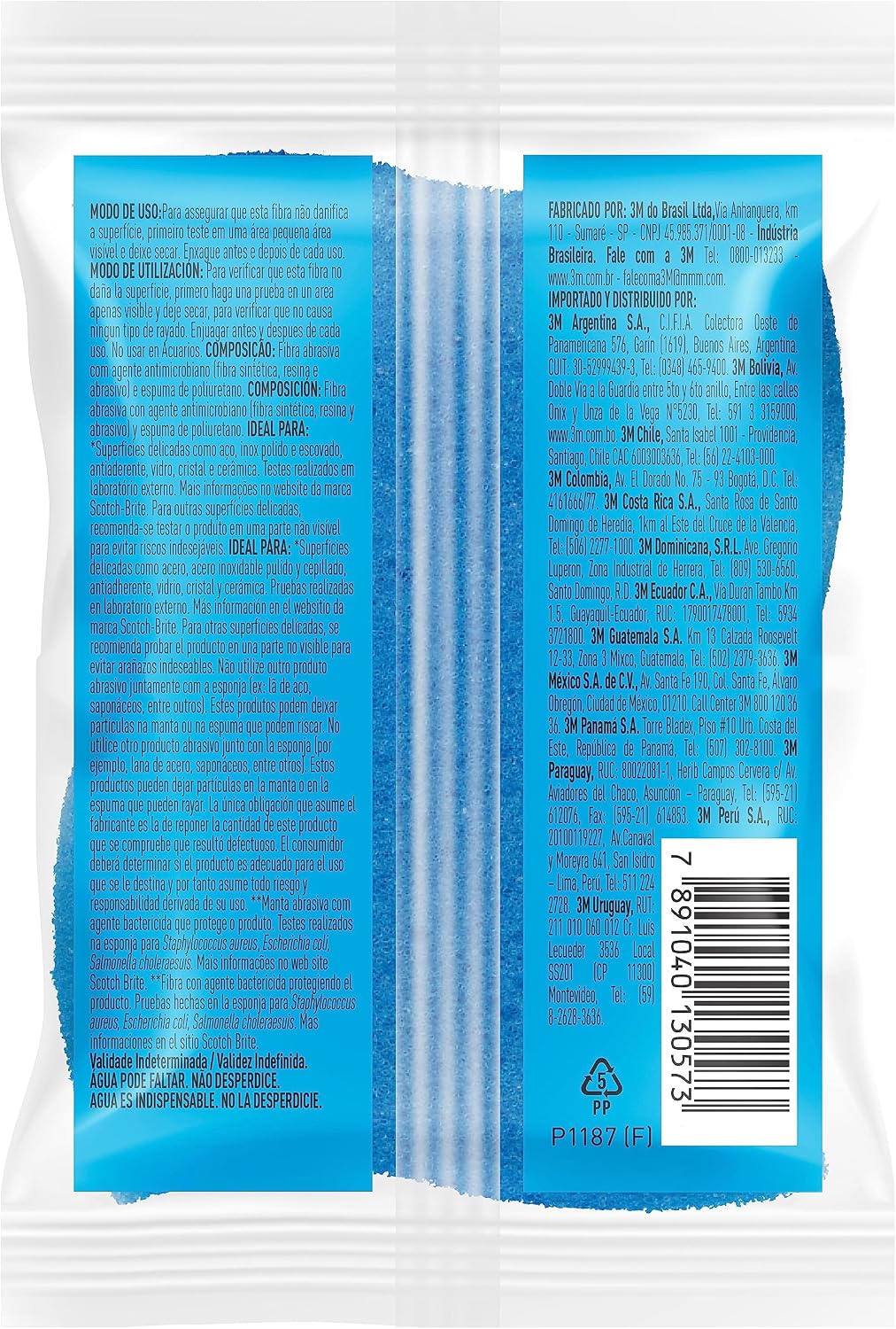 3M, Scotch-Brite, Esponja Não Risca, 1 Unidade - Azul