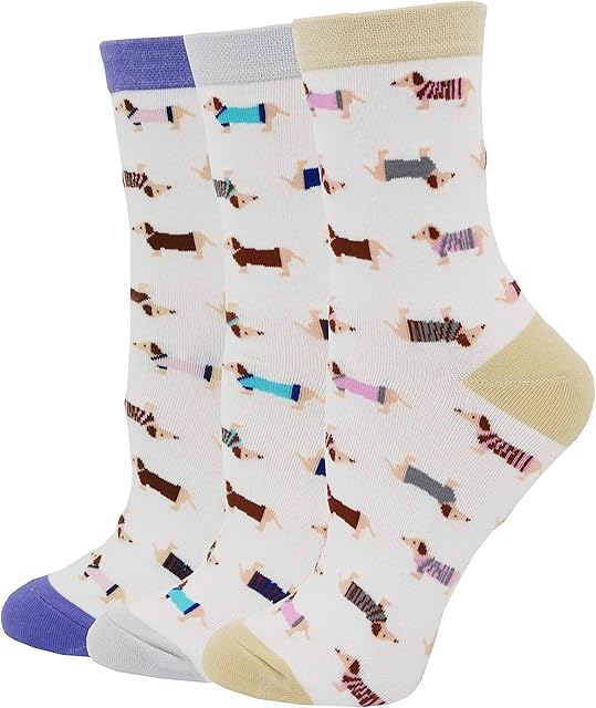Pomlia Women's Haute Dachshund Dog Socks Casual Crew Socks
