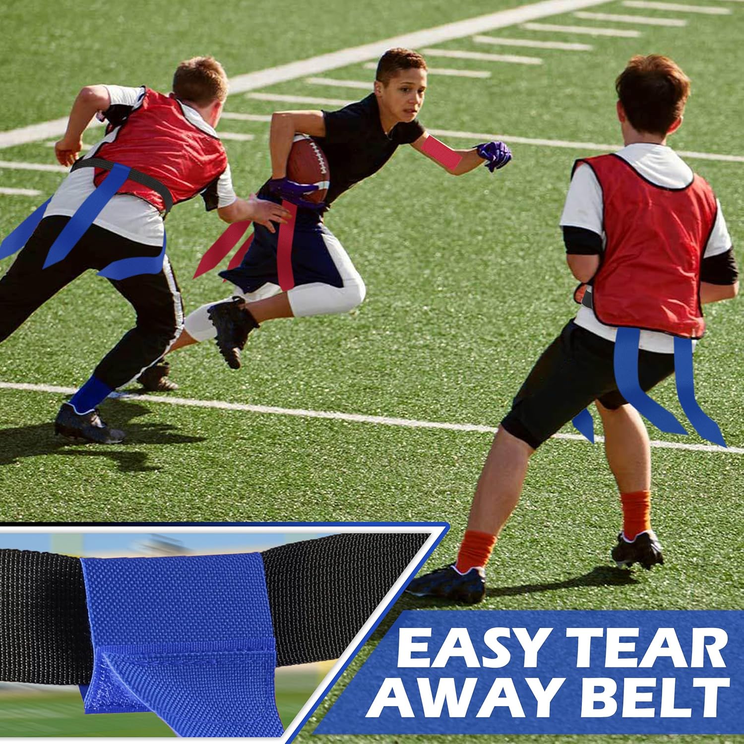 Flag Football Belts, 24 Player Flag Football Set with 72 Flags for Kids Youth and Adults Training Equipment