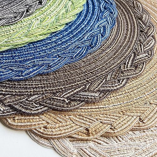Miniatura 5 de Round Braided Placemats Set of 2,7 inch Woven Cotton Table Mats,Non Slip Heat Resistant Table Decor,Boho Style Drink Coasters for Dining,Coffee