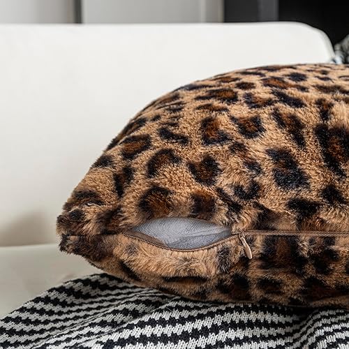 Miniatura 5 de Juego de 2 fundas de almohada de piel sintética con estampado de leopardo, 12 x 20 pulgadas, fundas decorativas de cojín lumbar con estampado de