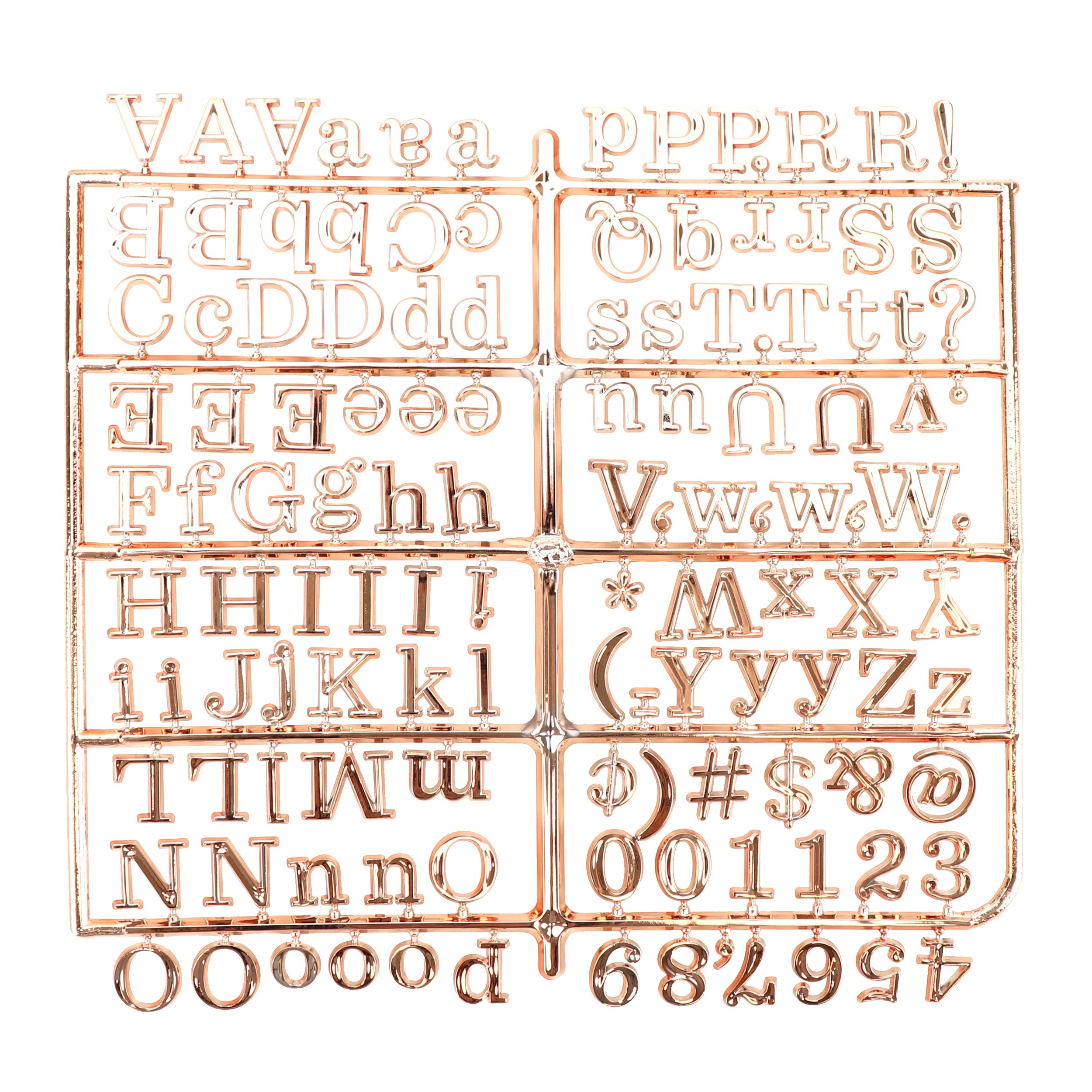 Stiles 125 2cm Standard Letters for Letter Board, Plastic Letters Only, No Message Board, Changeable Letters, Numbers, and Symbols for Wood and Felt Letter Boards, Rose Gold