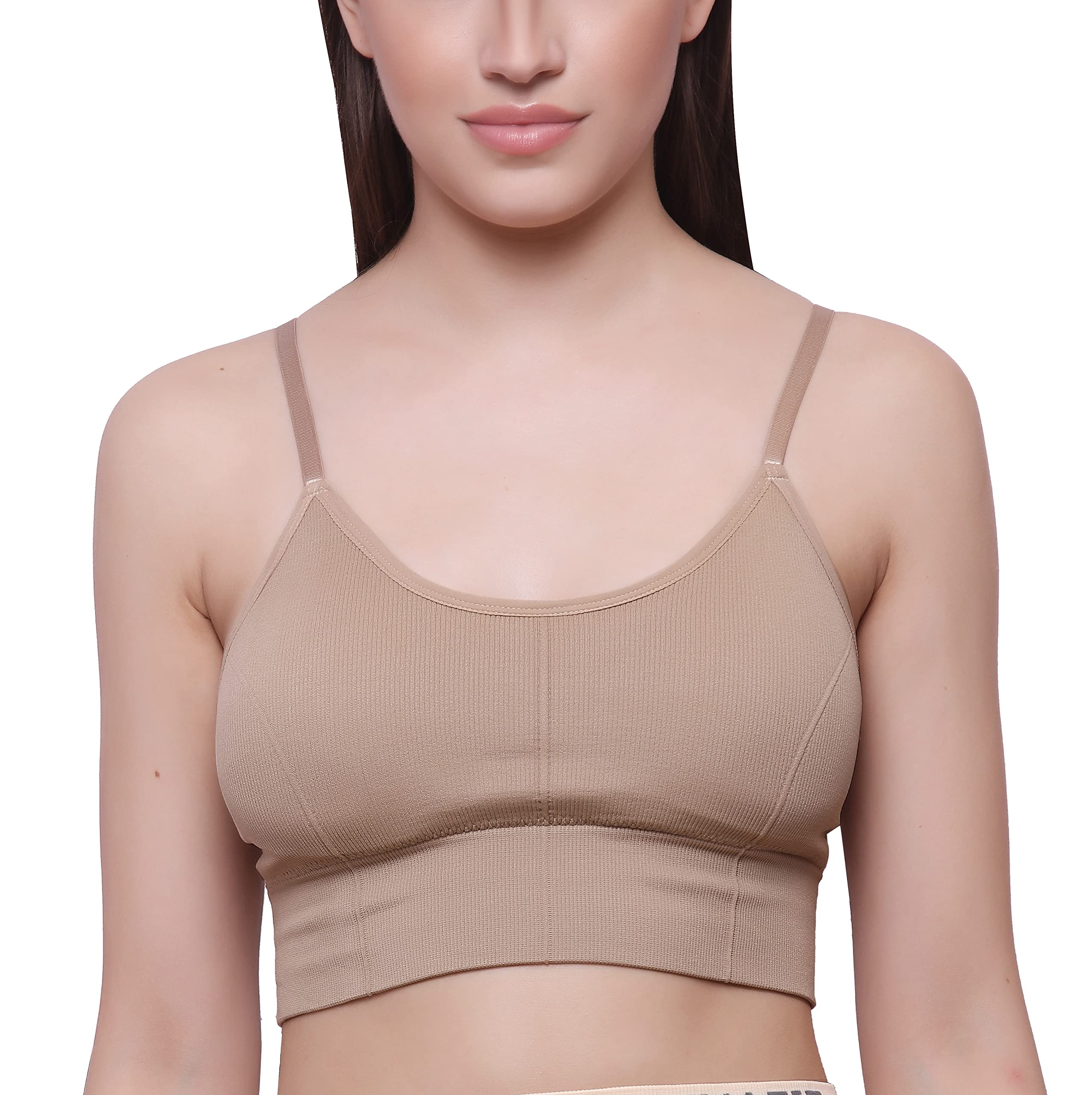 glamoras Women’s Cotton Nylon Spandex Padded Wire Free Seamless Sports Bra with Adjustable Straps and Removable Soft Cups for Gym, Yoga, Fitness, Size-L-picture-28