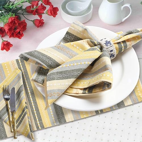 Miniatura 47 de Servilletas de lino y algodón de 18 x 18 pulgadas natural con vainica, servilletas de boda, servilletas de cóctel, servilletas de tela, servilletas