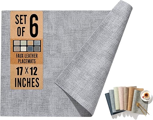UnivoColors - Juego de manteles individuales de piel sintética de 6,17 x 12 pulgadas, diseño de doble cara, impermeable, resistente al calor, fácil