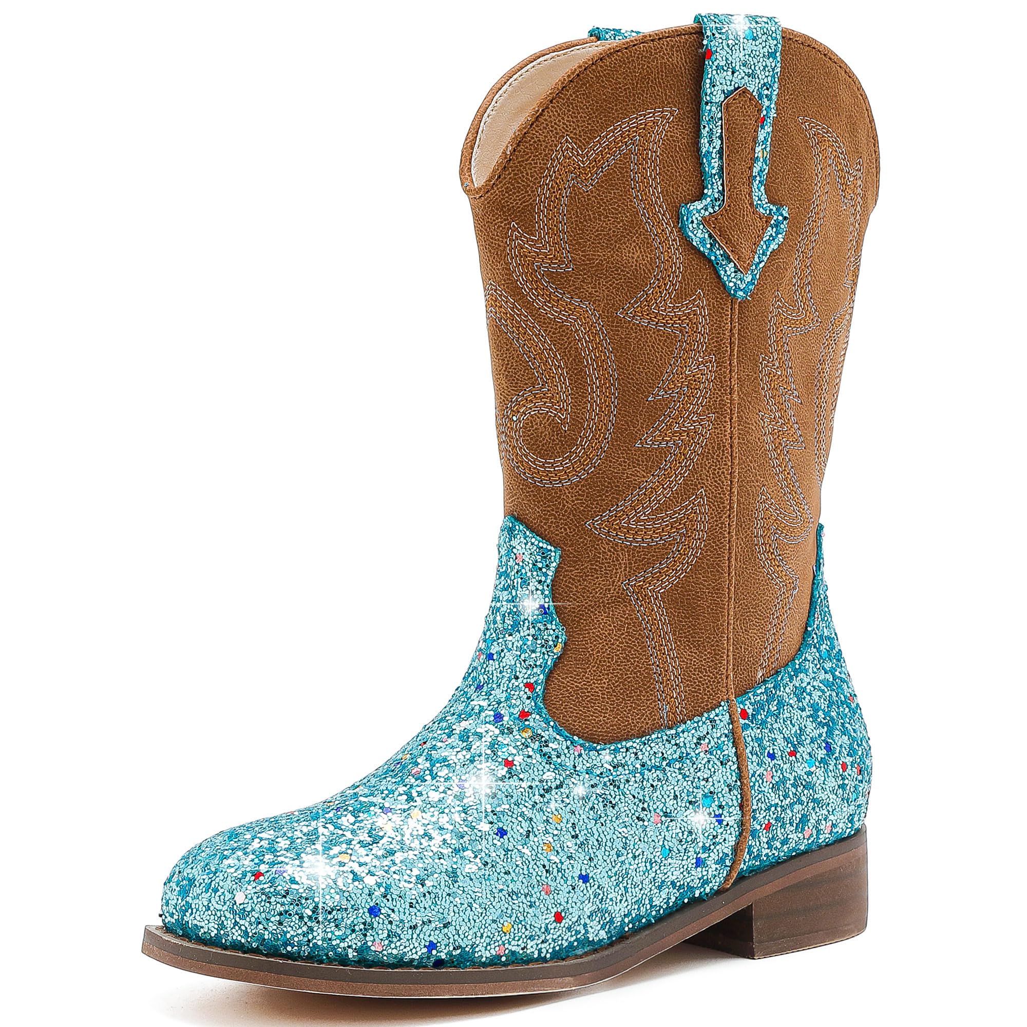 Motasha Girls Cowboy Boots Unisex-Child Cowgirl Boots Fashion Ankle Western Boots Toddler Girls Boots Riding Shoes Little Kid Big Kid