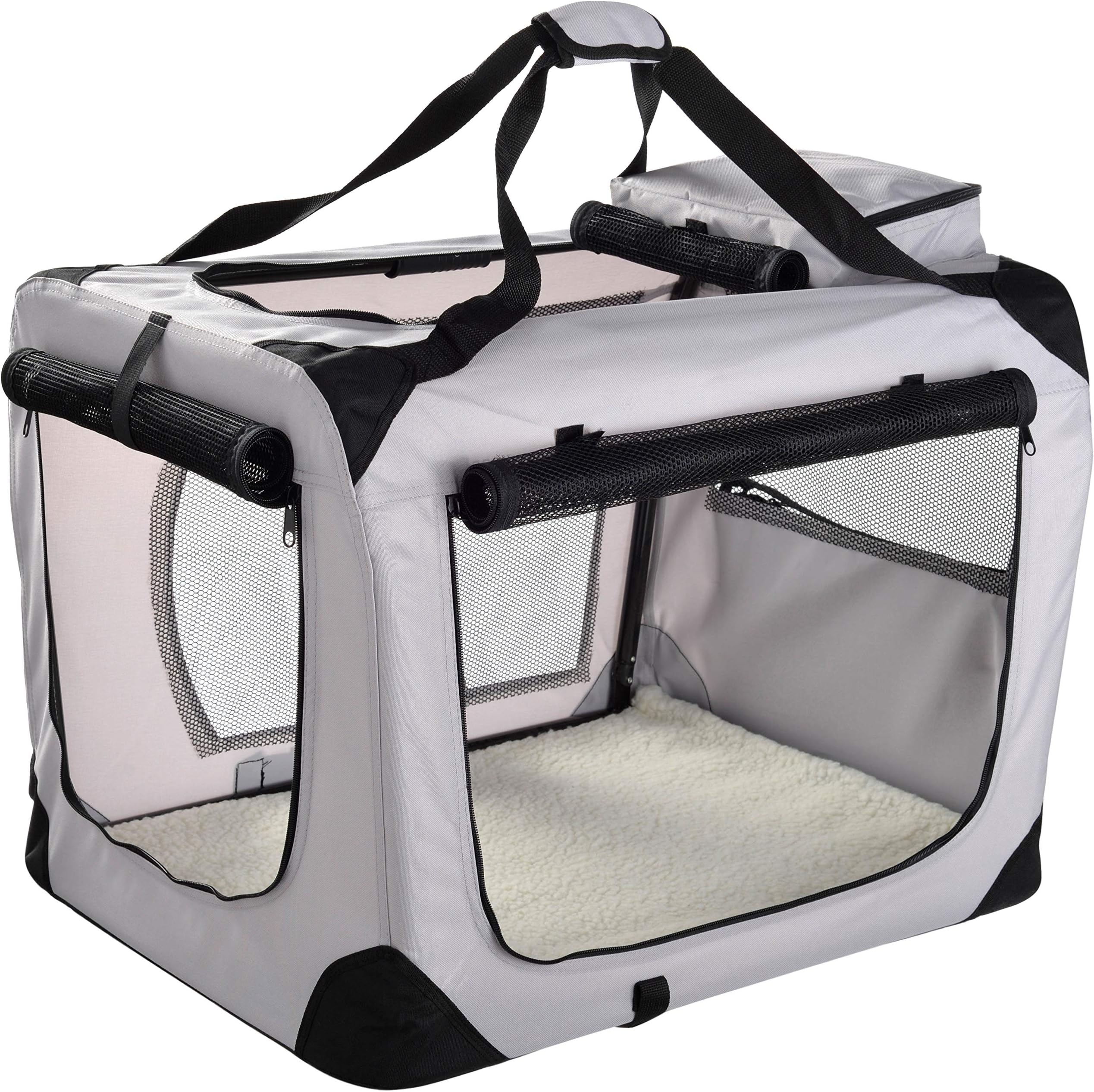 MOOL Lightweight Fabric Pet Carrier Crate for Dogs, Cats or Small Animals, Grey