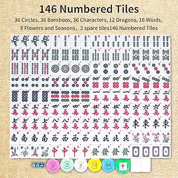 Amazon.com: XRBR Chinese Mahjong Set, 146 Numbered Melamine 1.6
