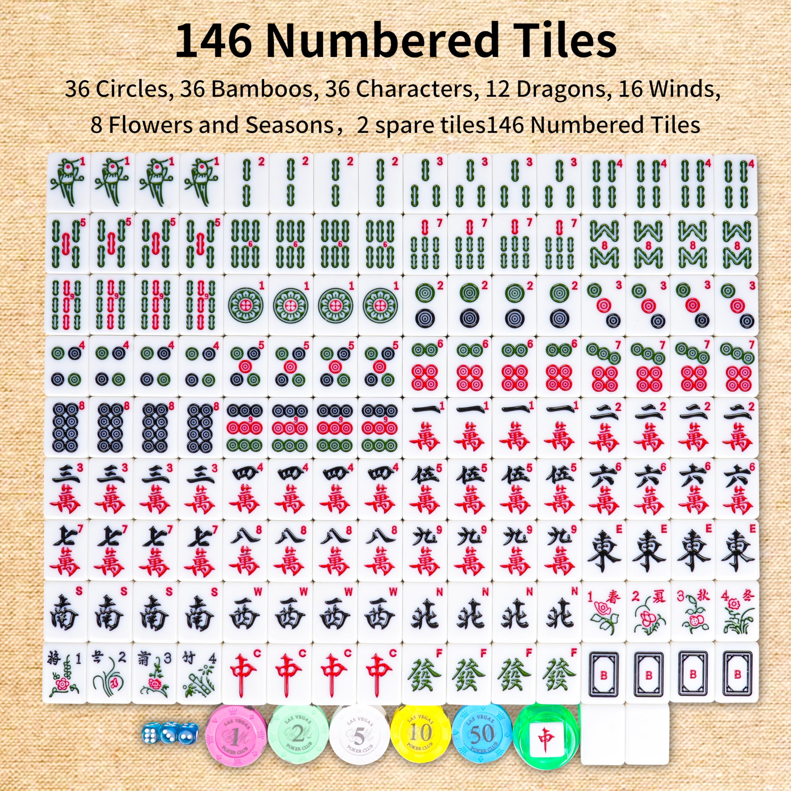 Amazon.com: XRBR Chinese Mahjong Set, 146 Numbered Melamine 1.6