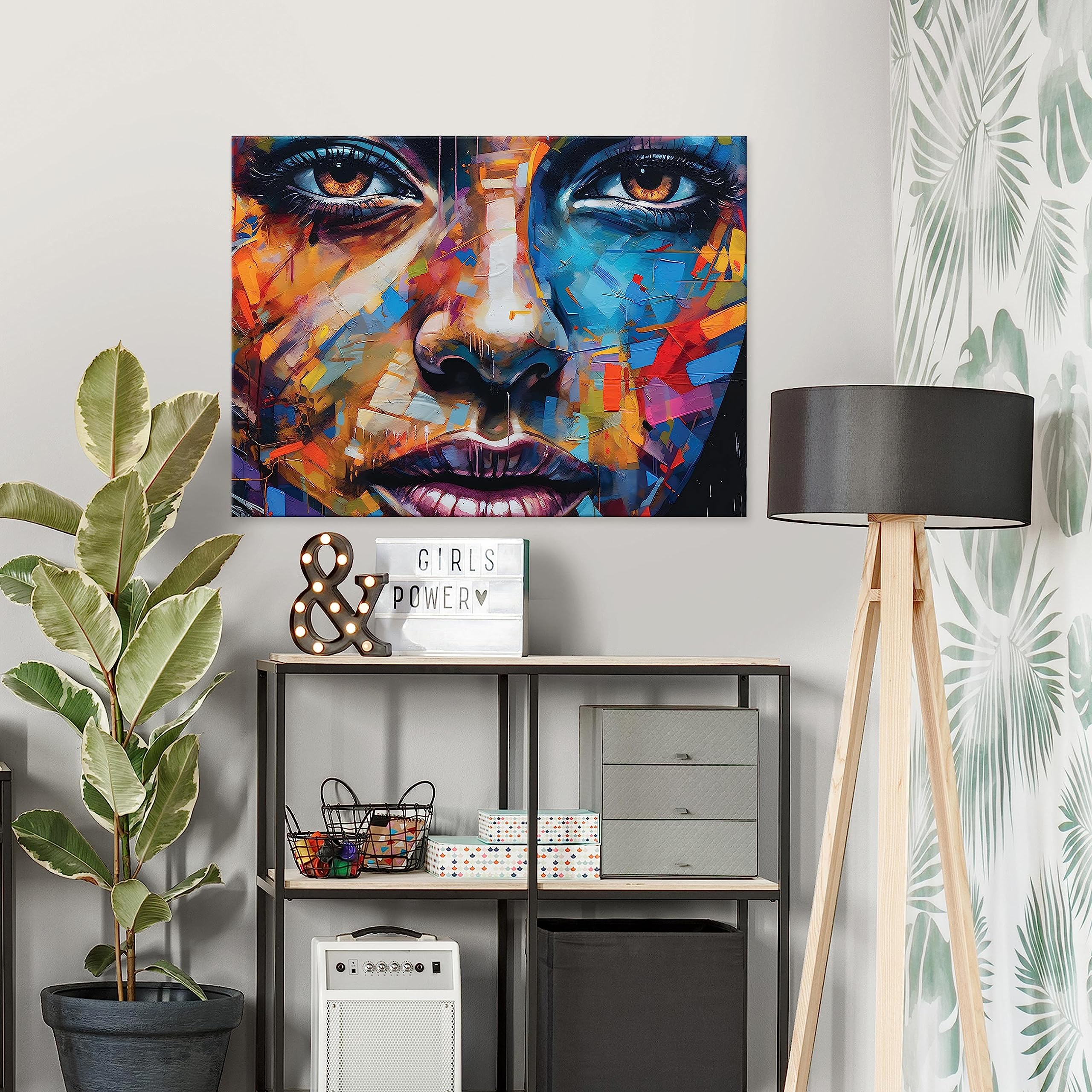 WallArena - Stampa su tela - Sig.ra - 120x80 cm - Arte quadri su tela - Arte murale XXL di grande formato per soggiorno, camera da letto, salotto - Stampa d'arte moderna - Astratto