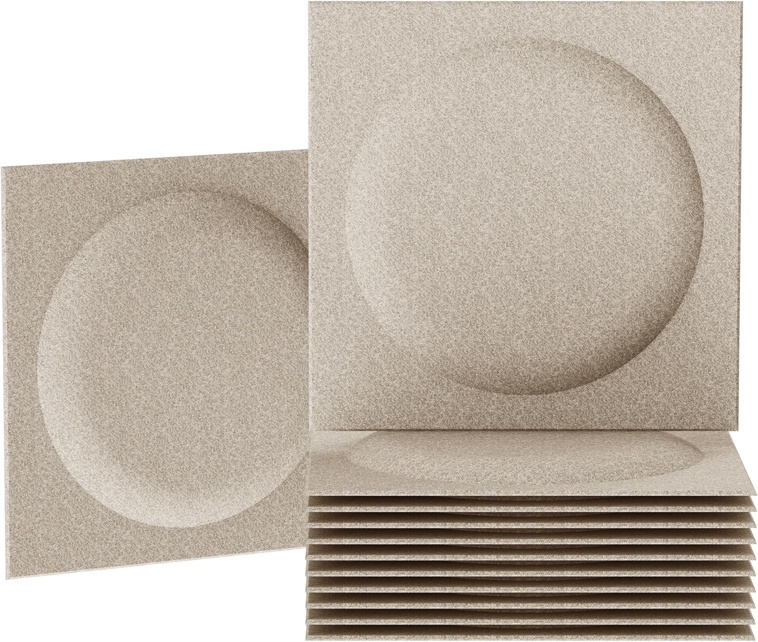 Acoustical 3D Wall Panels, 12 Pack 12''x12'' Circle Art Acoustic Panels for Interior Wall Decor, Decorative Acoustic Panels, Acoustic Wall Panels, Sound Absorbing Wall 3D Art (Camel)