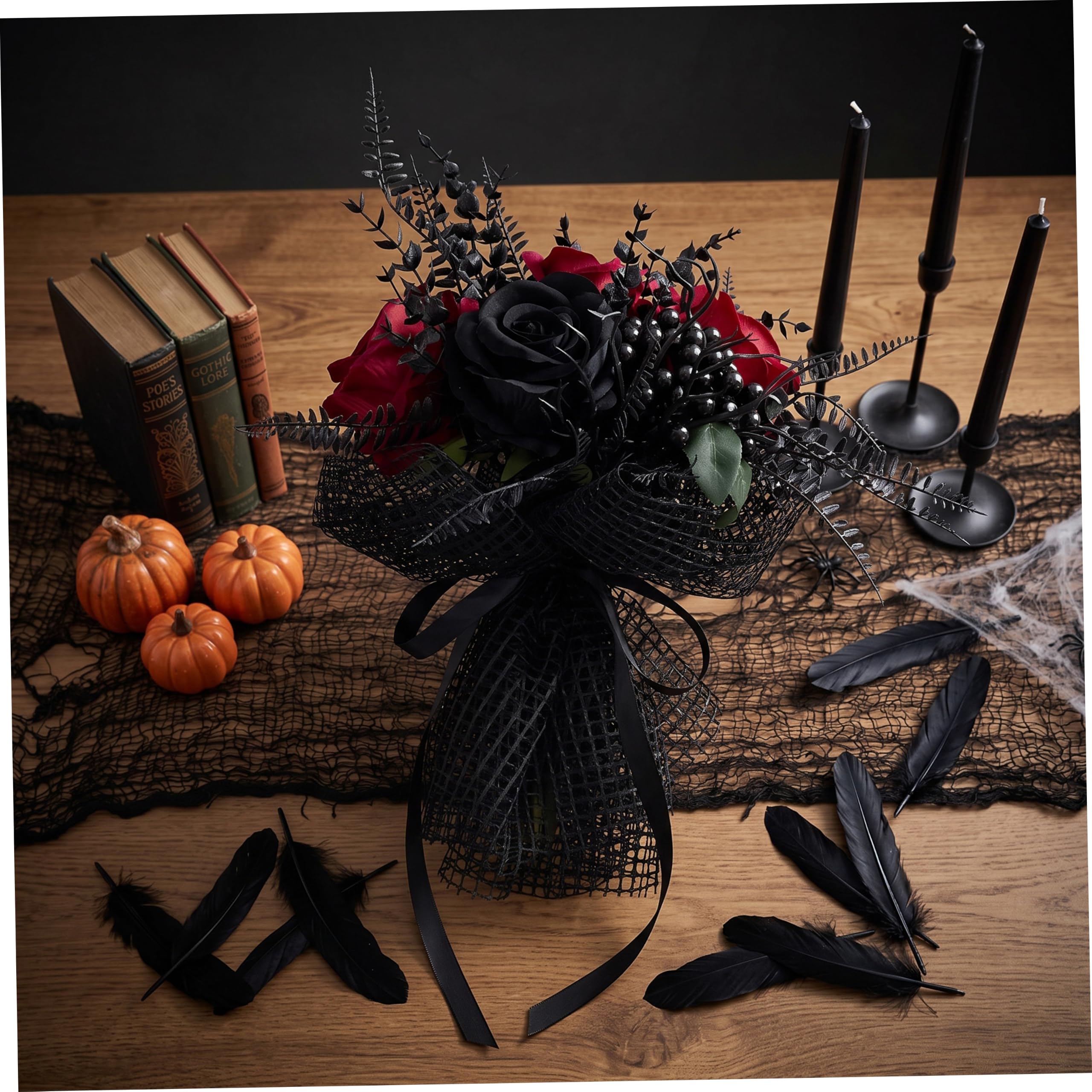 Bouquet di fiori gotici Bouquet da sposa in velluto rosso-nero per la sposa
