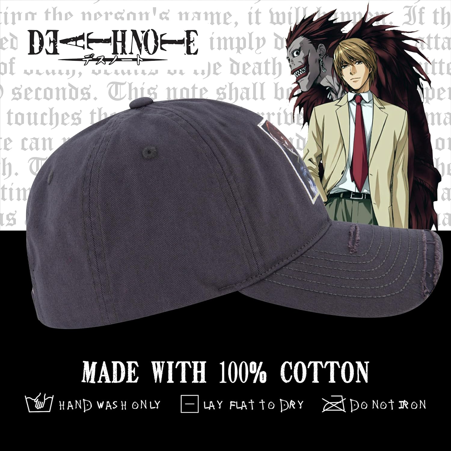 Death Note Hat, Adjustable Baseball Cap with Curved Brim, One Size - Image 6
