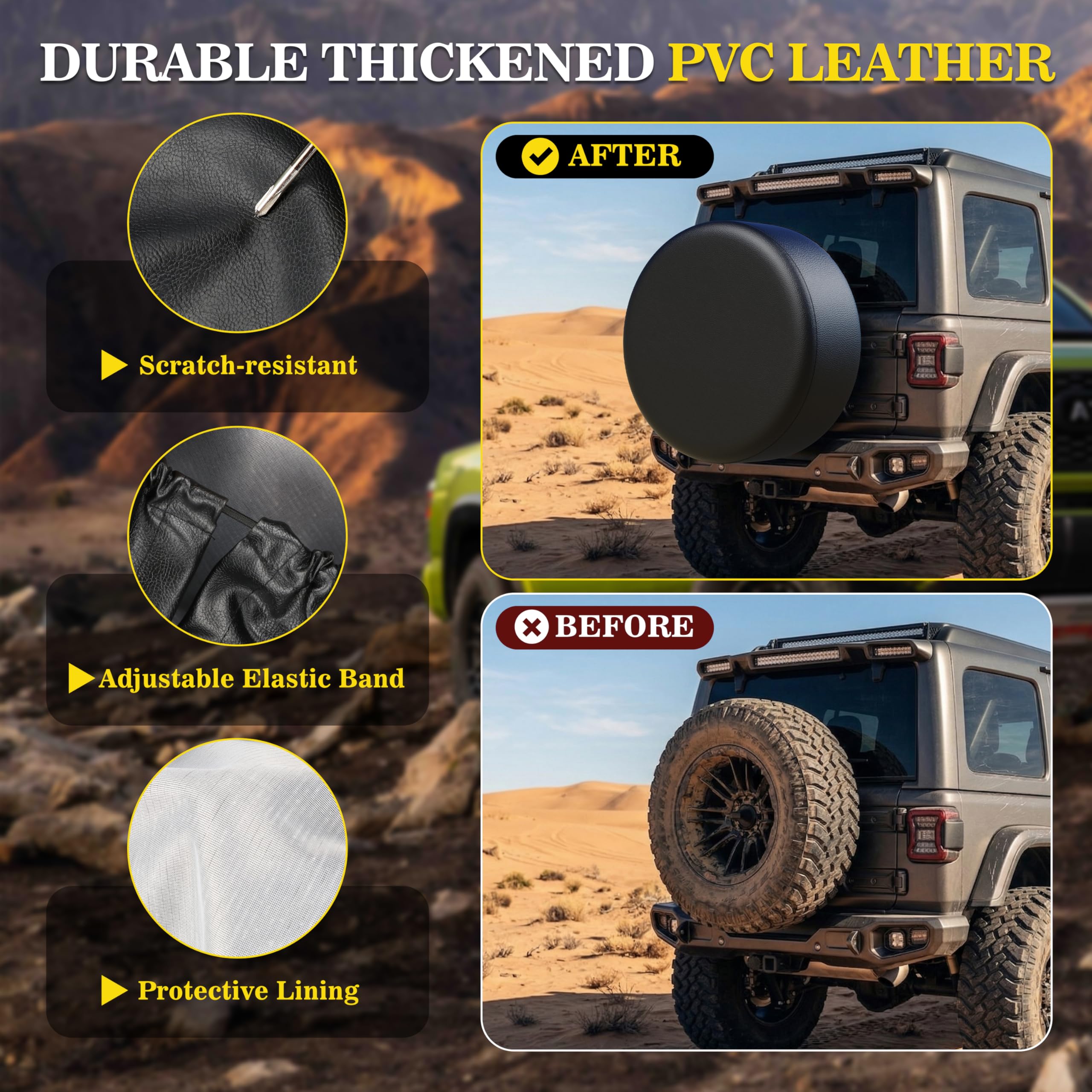 Moonet Cubierta de neumático de repuesto de 27 a 29 pulgadas, ajuste universal para Jeep, remolque, RV, SUV, camión, cubierta suave para rueda de neumático resistente (se adapta a todos los diámetros