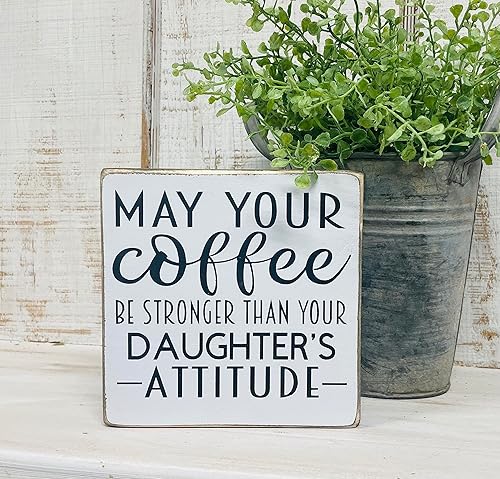 Letreros divertidos de barra de café  Letreros divertidos de cocina  Decoración de letrero de casa de campo  May Your Coffee Be Stronger Than Your