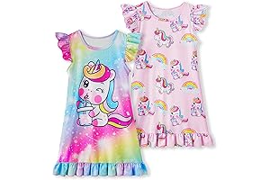 2 Piece Pajamas for Girls 3-10 Years, Fluttery Short Sleeves Nightdress and Sleepwear