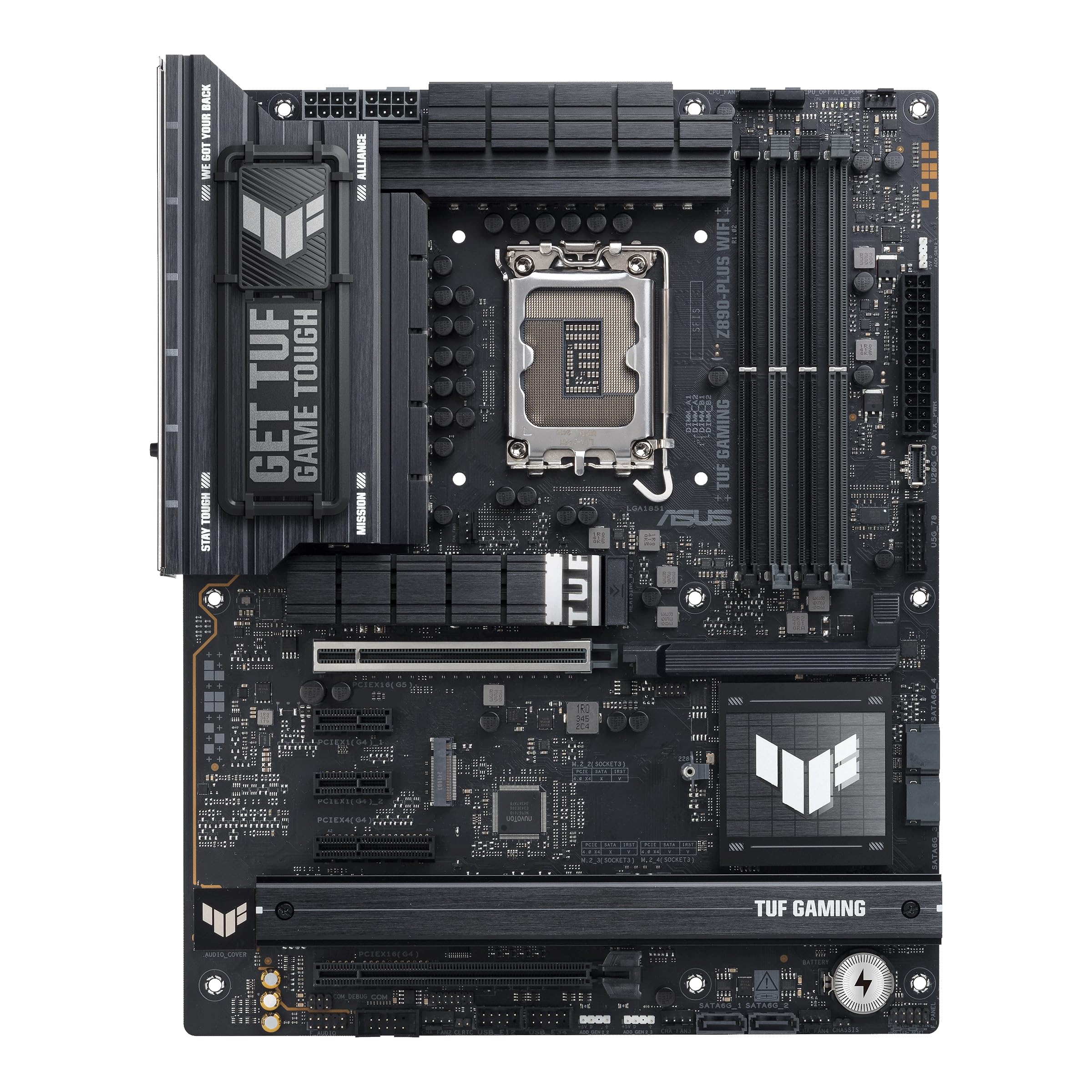ASUS TUF Gaming Z890-PLUS WiFi Mainboard Sockel Intel LGA 1851 (ATX, PCIe 5.0, DDR5, DisplayPort, HDMI, Thunderbolt 4, 4X M.2, WiFi 7, Q-Release, Aura Sync)