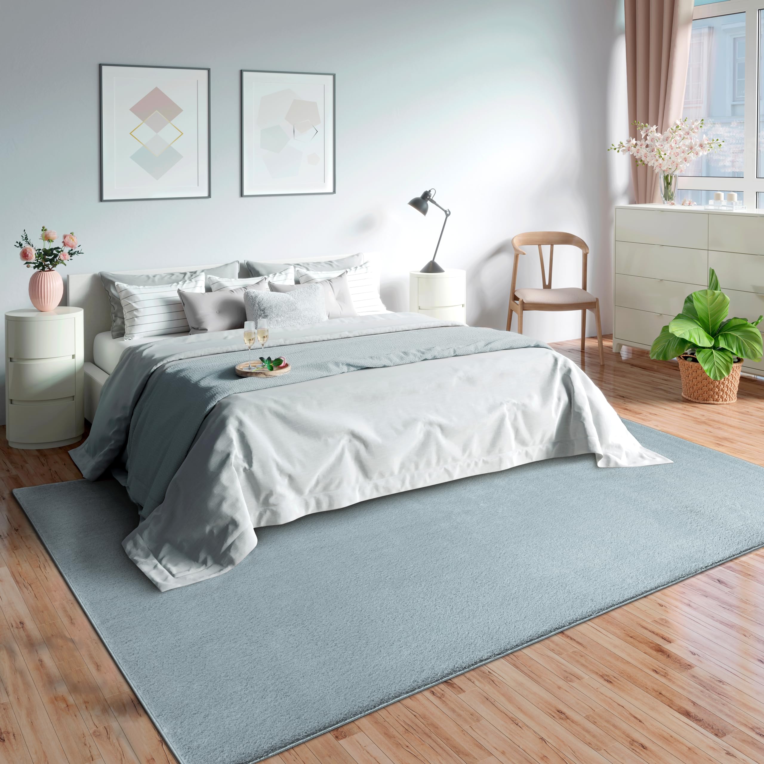 Mia's Teppiche Olivia Living Room/Bedroom Rug - washable - Blue - 120 cm round