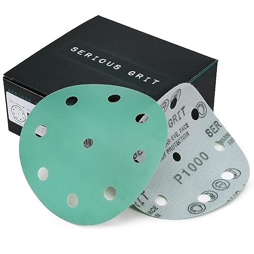 Vista 39 de Surtido de discos de lijado de 9 agujeros de 5 pulgadas - Grano 80, 120, 150, 180, 220 (10 de cada uno) - Discos de película de gancho y bucle