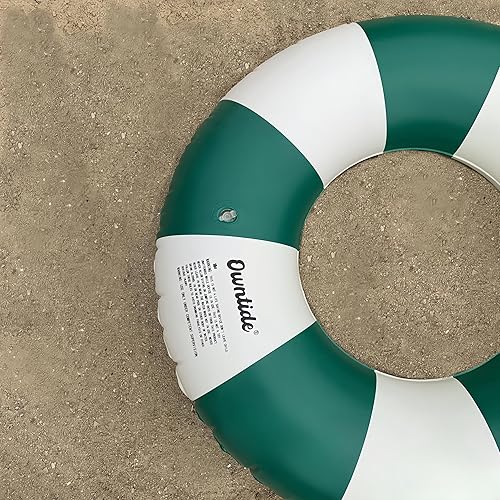Miniatura 6 de Anillo de natación grande con asas para niños y adultos, tubos interiores de piscina clásicos a rayas de 35 pulgadas, flotadores inflables de