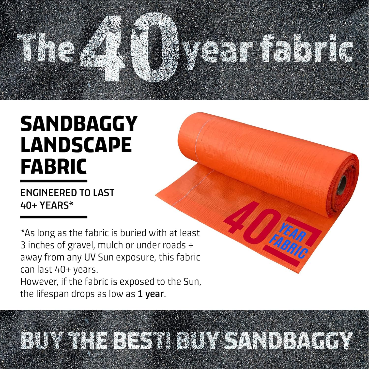 Sandbaggy Orange Color Ground Cover | Reflects Sun Rays & Reduces Soil Temps | Up to 5°F Cooler Soil Temp Vs Black Fabric | Great as Weed Blocker Landscape Fabric (3 ft x 300 feet Roll) - Image 6