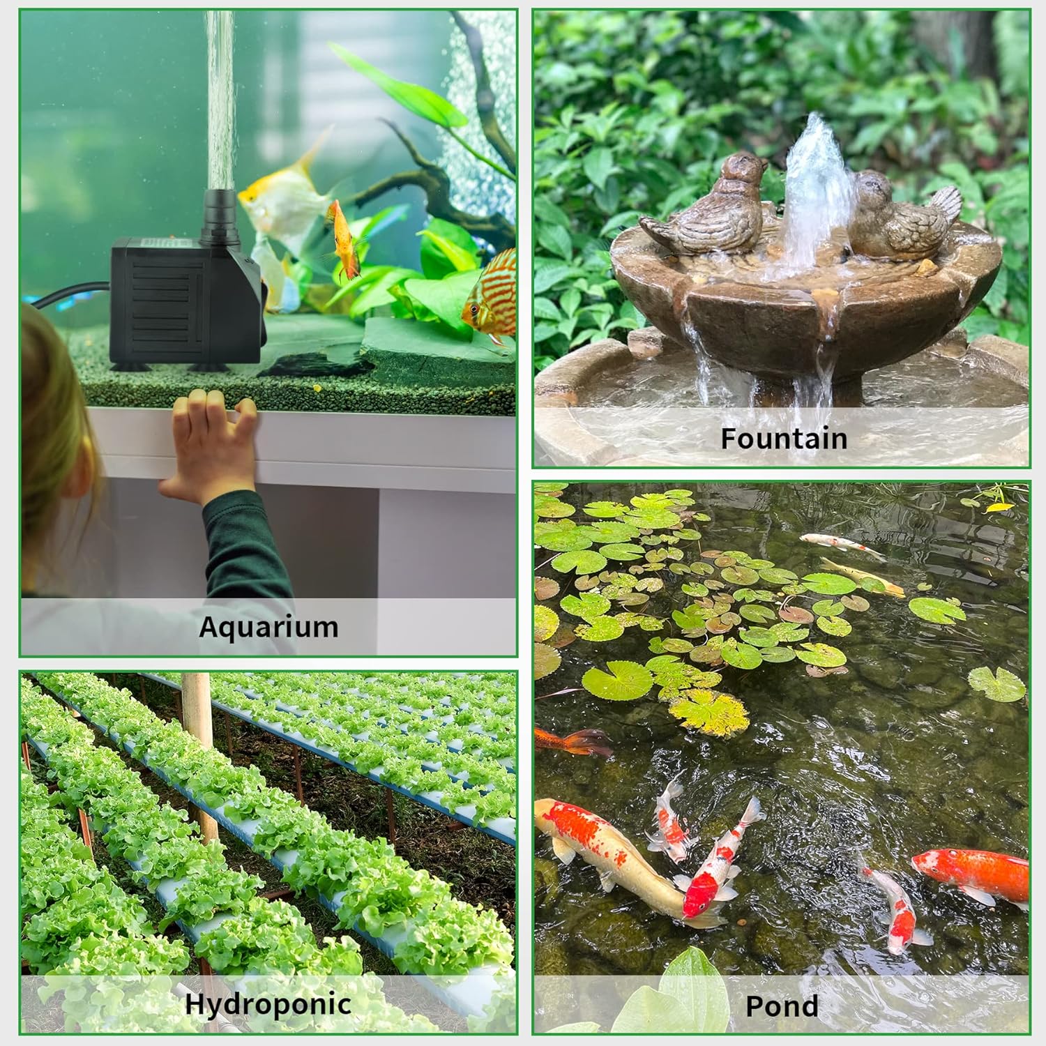Yochaqute Aquarium Submersible Water Pump: 550GPH 30W Quiet Mini Adjustable with 6ft Power Cord for Hydroponics | Garden Waterfall | Pond | Fish Tank | Fountain