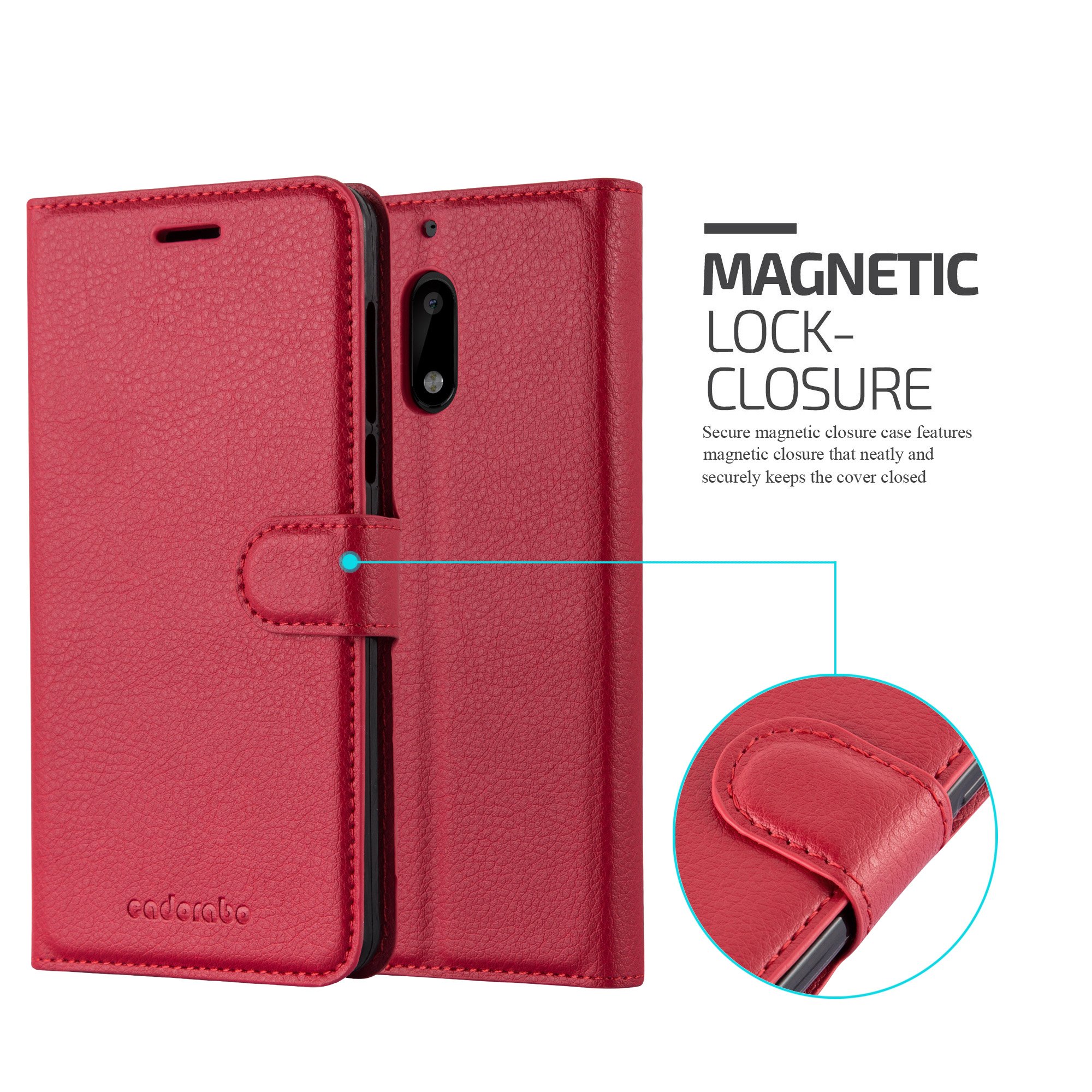 Cadorabo Custodia Libro Portafoglio Per OnePlus 7 Pro | Pelle Finta Rossa Carminio | 2 Scomparti Carte | Chiusura Magnetica