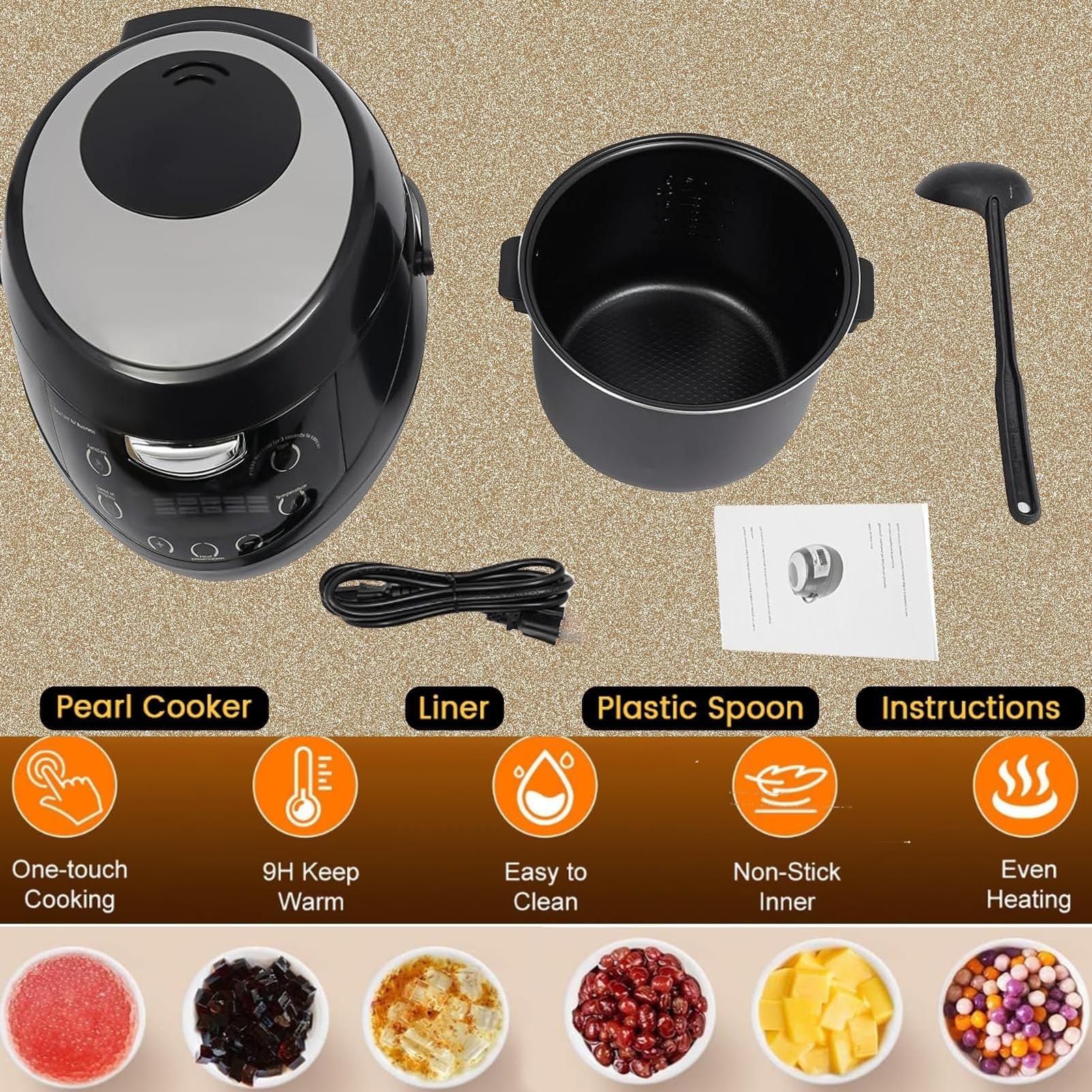 Olla de cocina comercial, máquina calentadora automática de perlas con panel táctil inteligente, ajuste de temperatura, temporizador y sonda, ideal para panadería y preparación de postres, capacidad