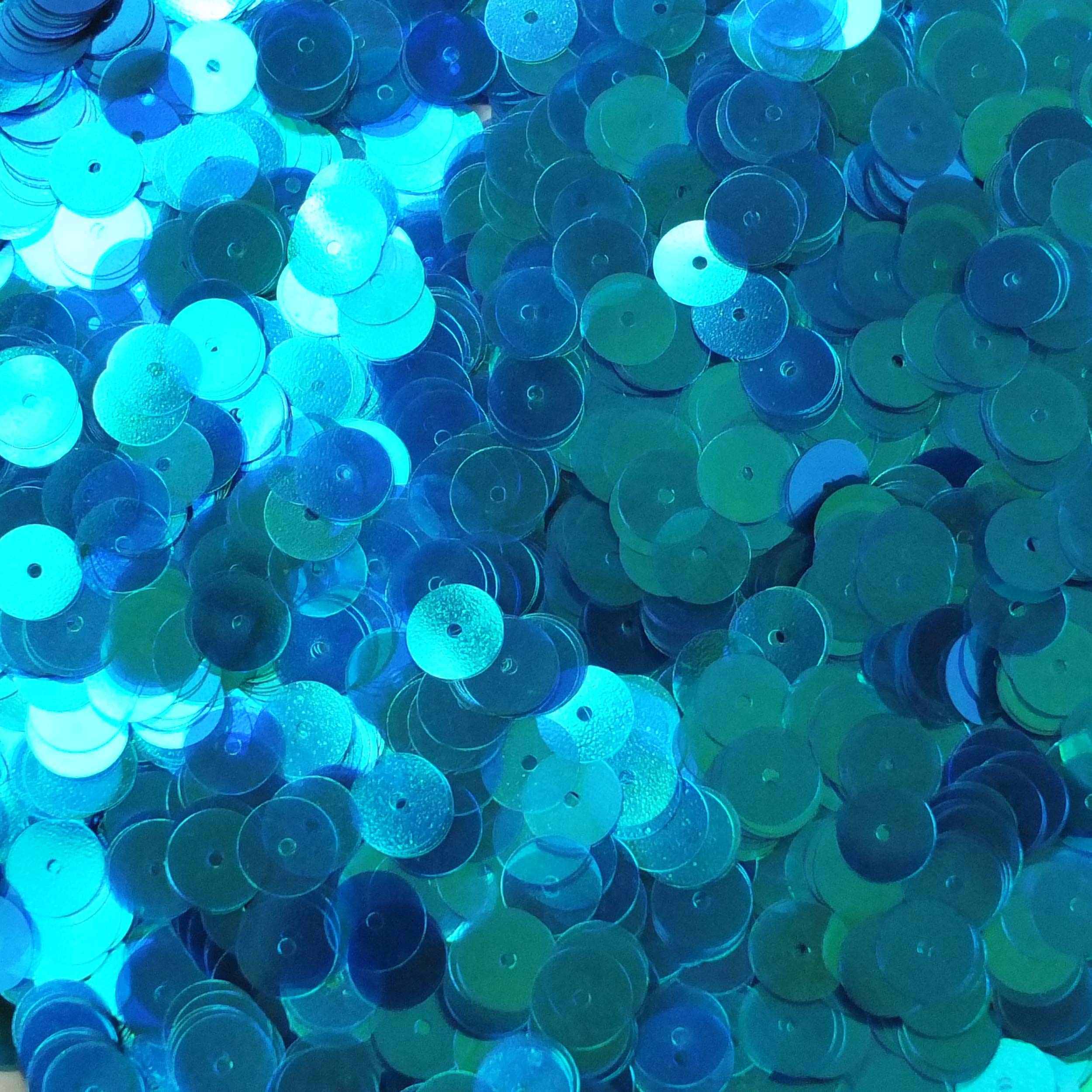 8mm Flat Sequins Crystal Iris Peacock Blue Green Rainbow Medium Center Hole Made in USA