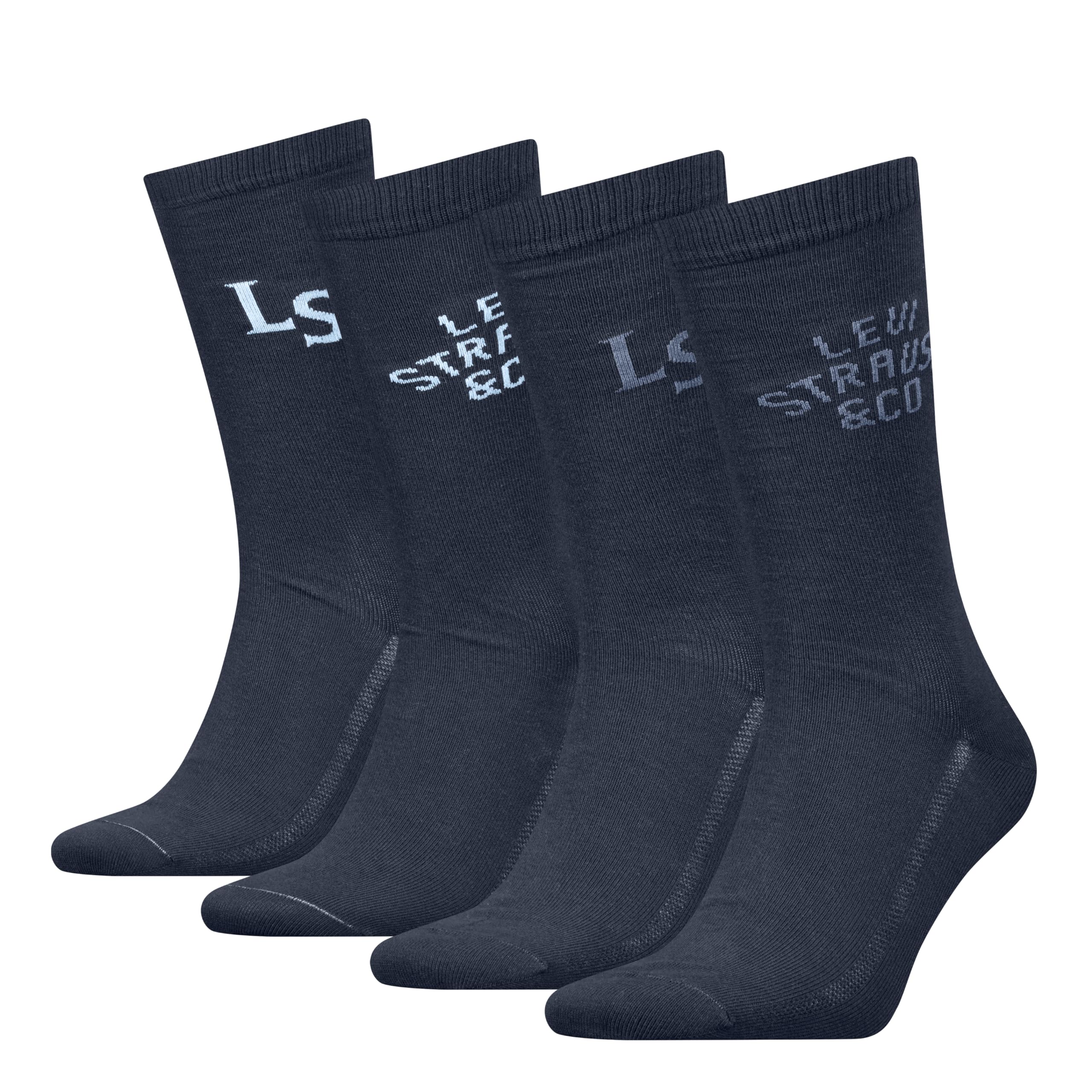 Levi's Regular Cut Logo Giftbox Classic Sock, Navy Combo, 43-46 (Pack of 4)