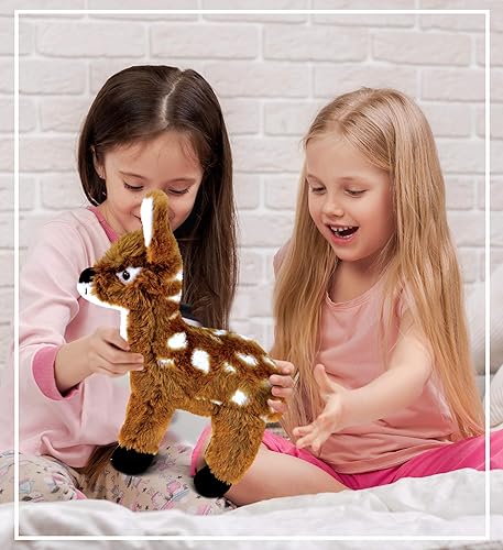 Miniatura 7 de DolliBu - Animal de peluche de ciervo, suave y abrazable, adorable juguete de peluche para jugar, lindo regalo de vida silvestre para niños y