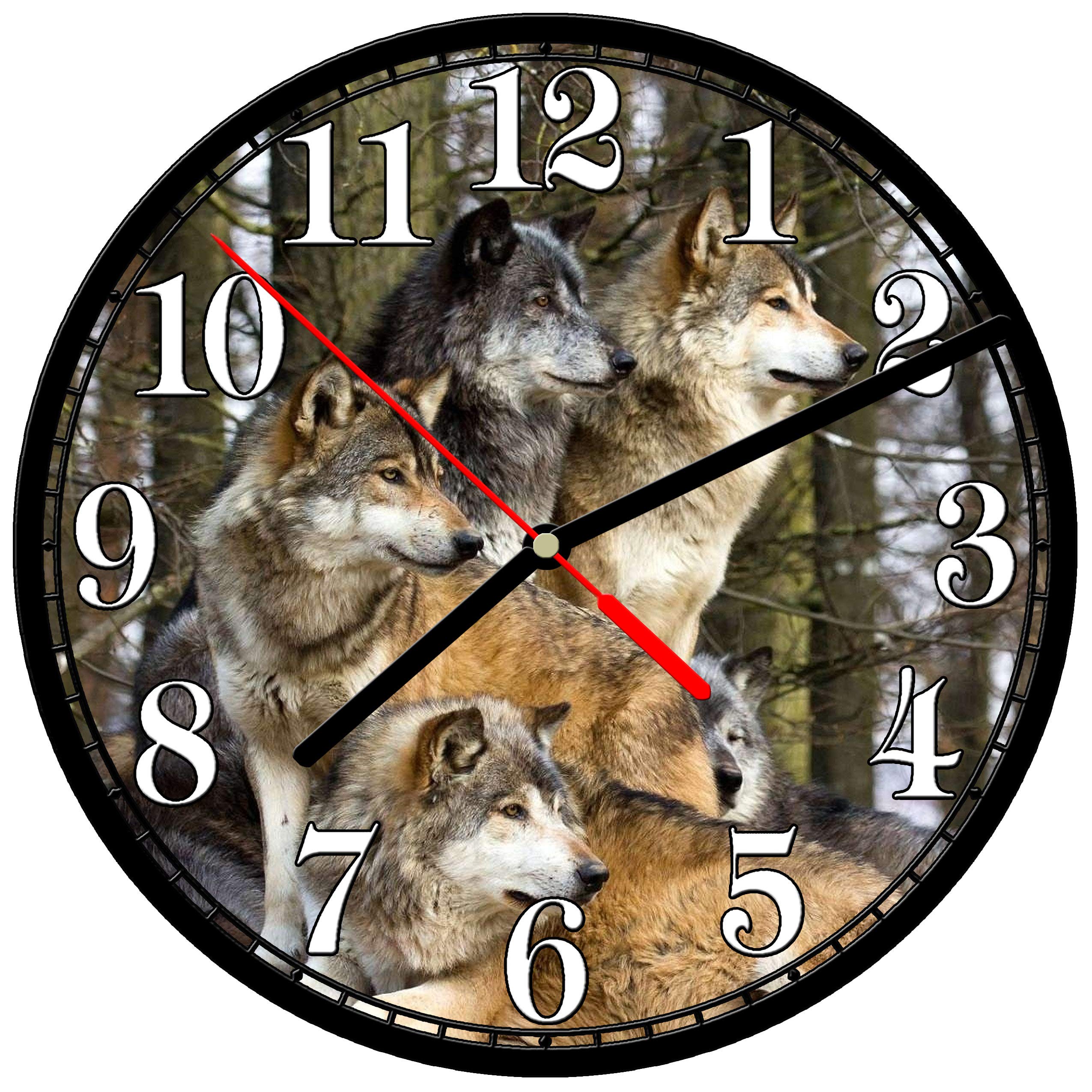 Tr73ans WALL CLOCK, Wolf # Wolves Spiritual Native Wild Dog
