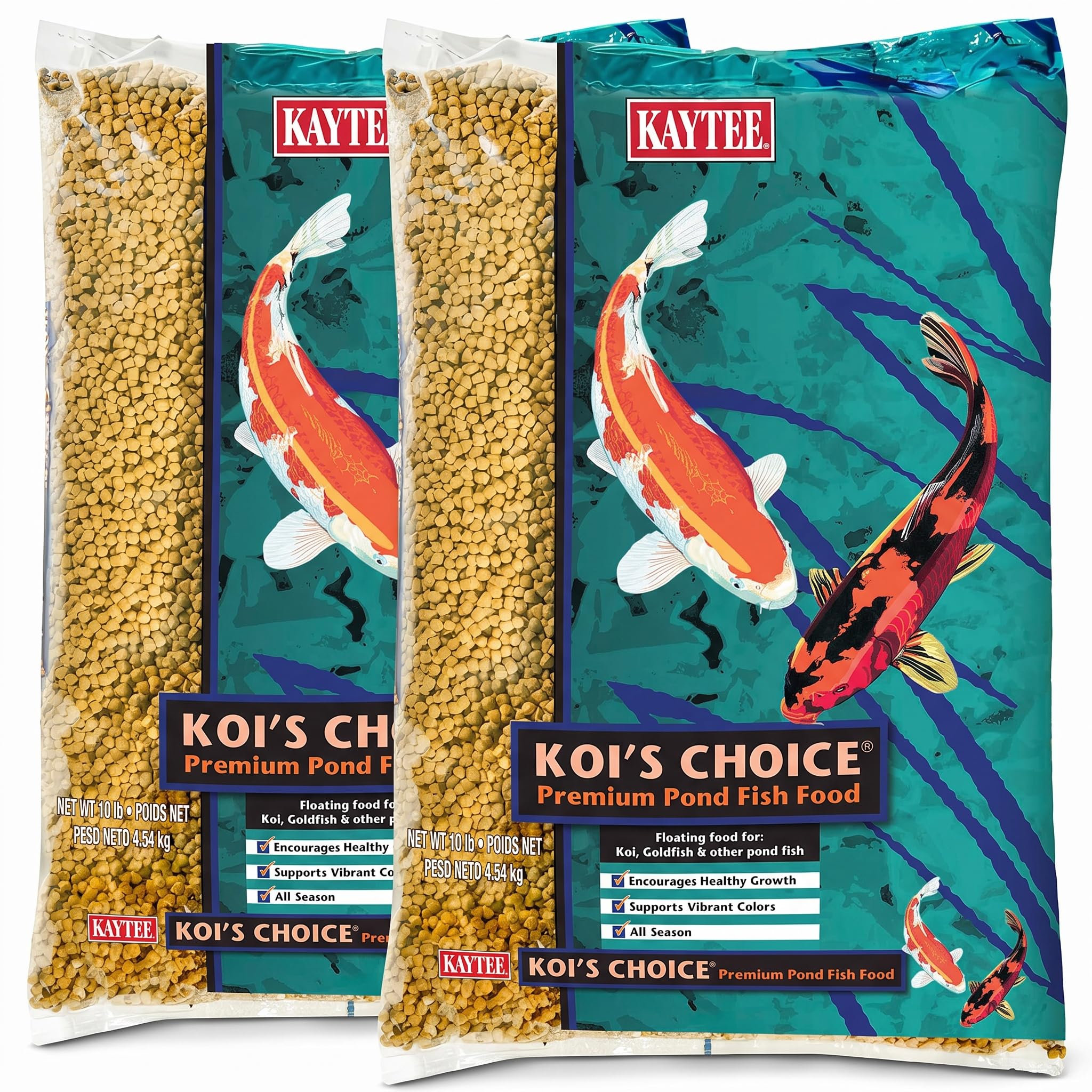 Kaytee Koi’s Choice Koi Floating Fish Food, for Koi, Goldfish and Pond Fish, 10 pounds (Pack of 2)