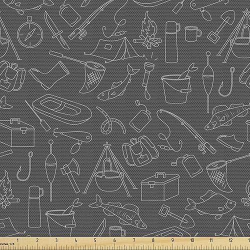 Miniatura 58 de Ambesonne Tela de Mariposas por Yarda, Patrones de Mariposas Estacionales Alegres Selva Tropical Naturaleza Salvaje Ilustración, Tela Decorativa