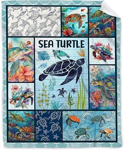 Miniatura 2 de Manta de tortuga marina, regalos para mujeres y niños, manta de franela suave y cálida para sofá, cama de viaje, 40 x 50 pulgadas para niños