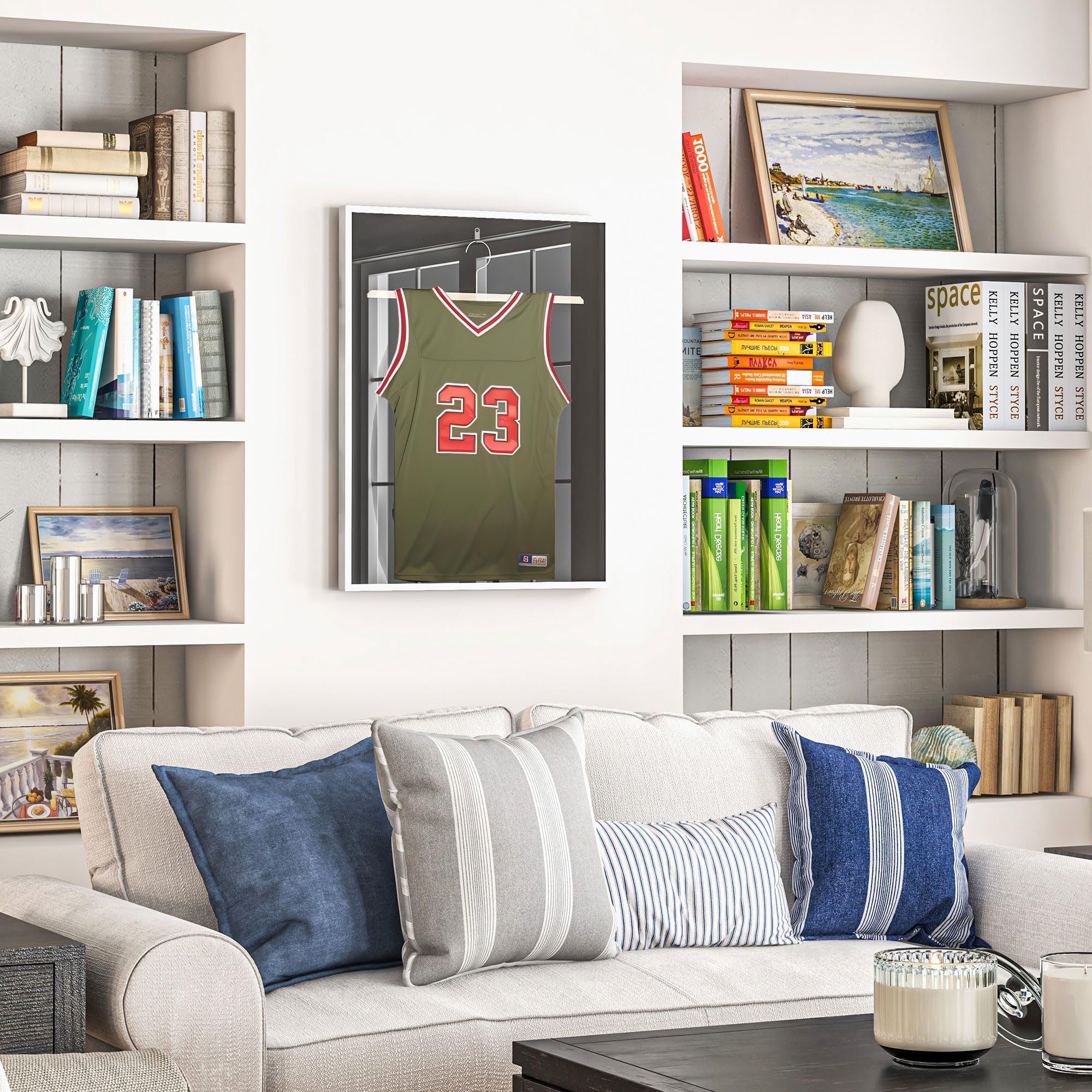 HOMCOM Frame Box T-Frame Cadre pour Maillot en Aluminium et Acrylique Protection UV, 70 x 90 cm