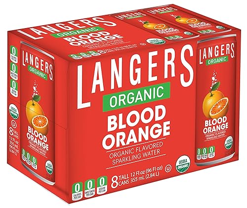 Langers Agua gasificada con sabor orgánico, naranja sangre, 12 onzas (paquete de 8)